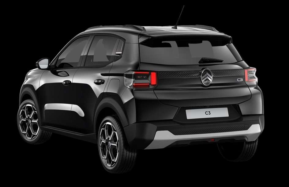 Heckansicht auf einen Citroën C3