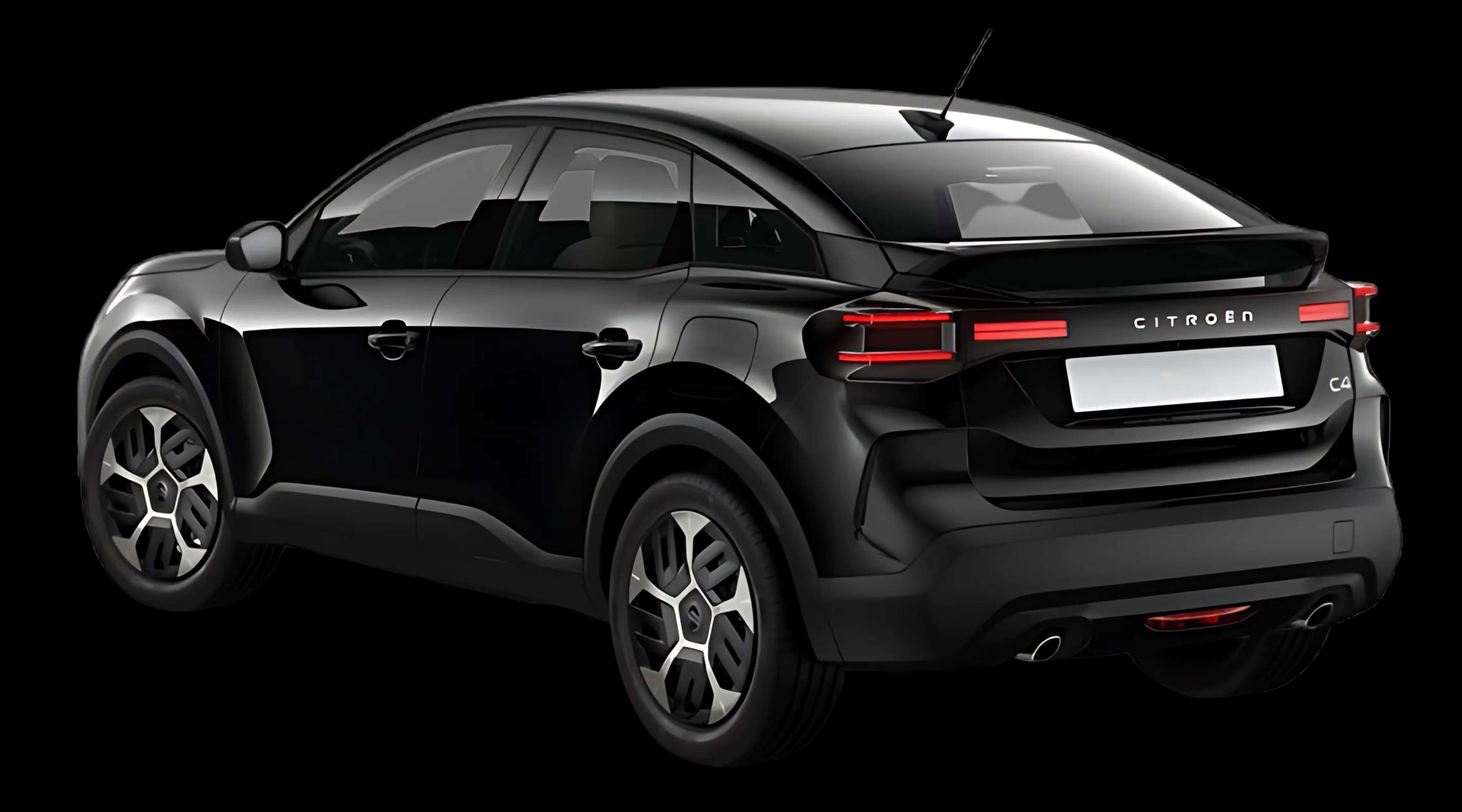 Schräge Heckansicht auf einen Citroën C4, freigestellt