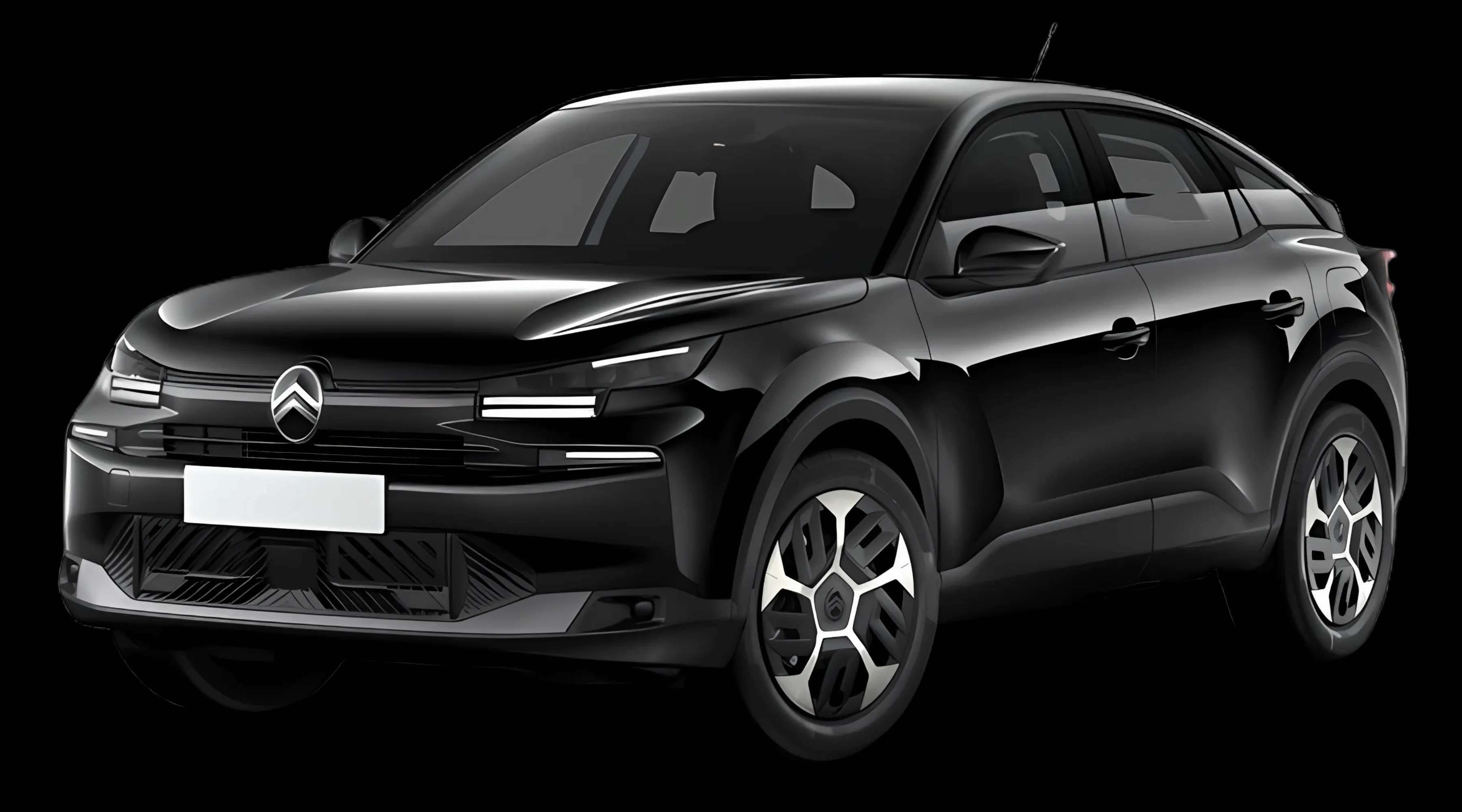 Schräge Frontansicht auf einen Citroën C4, freigestellt