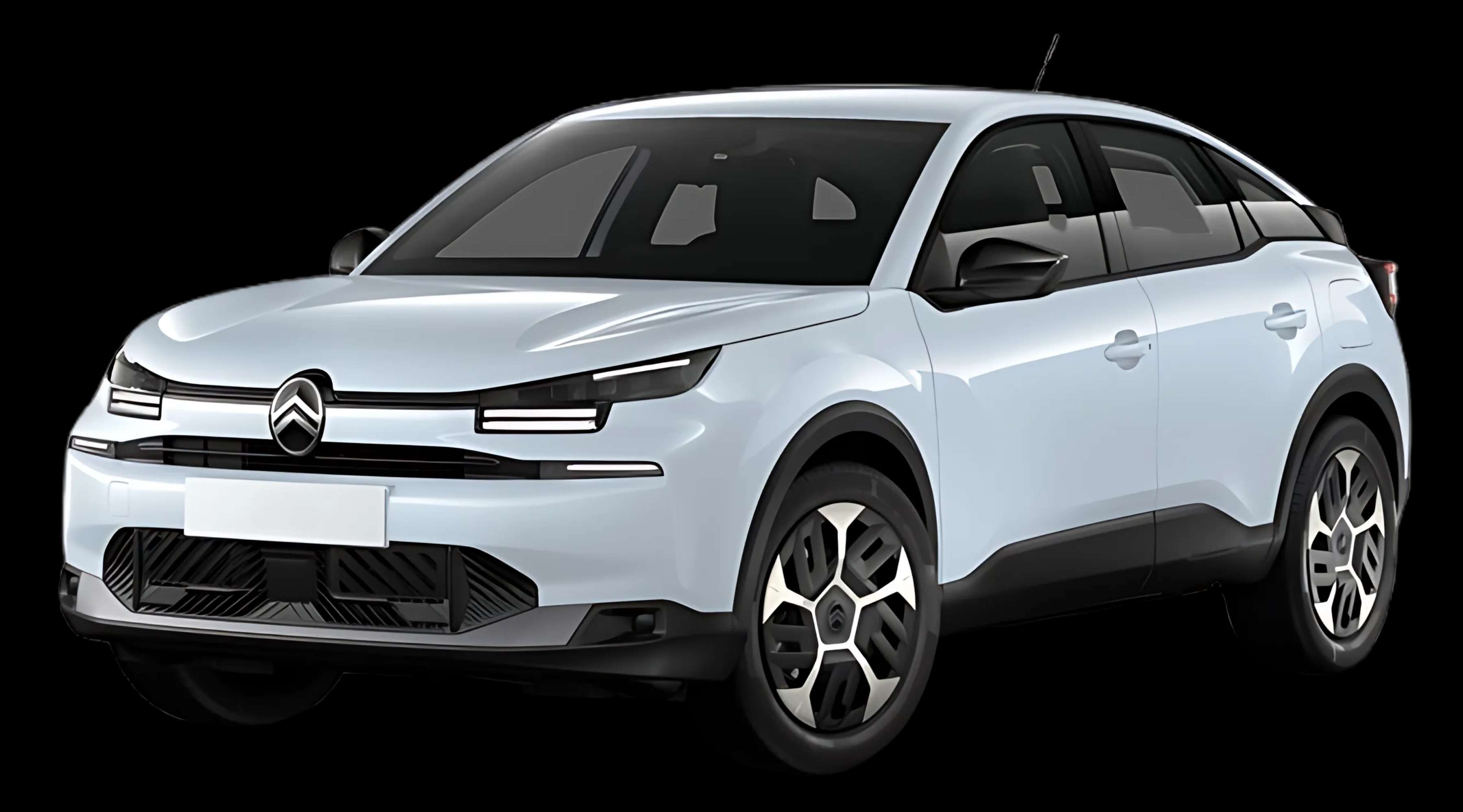 Schräge Frontansicht auf einen Citroën C4, freigestellt