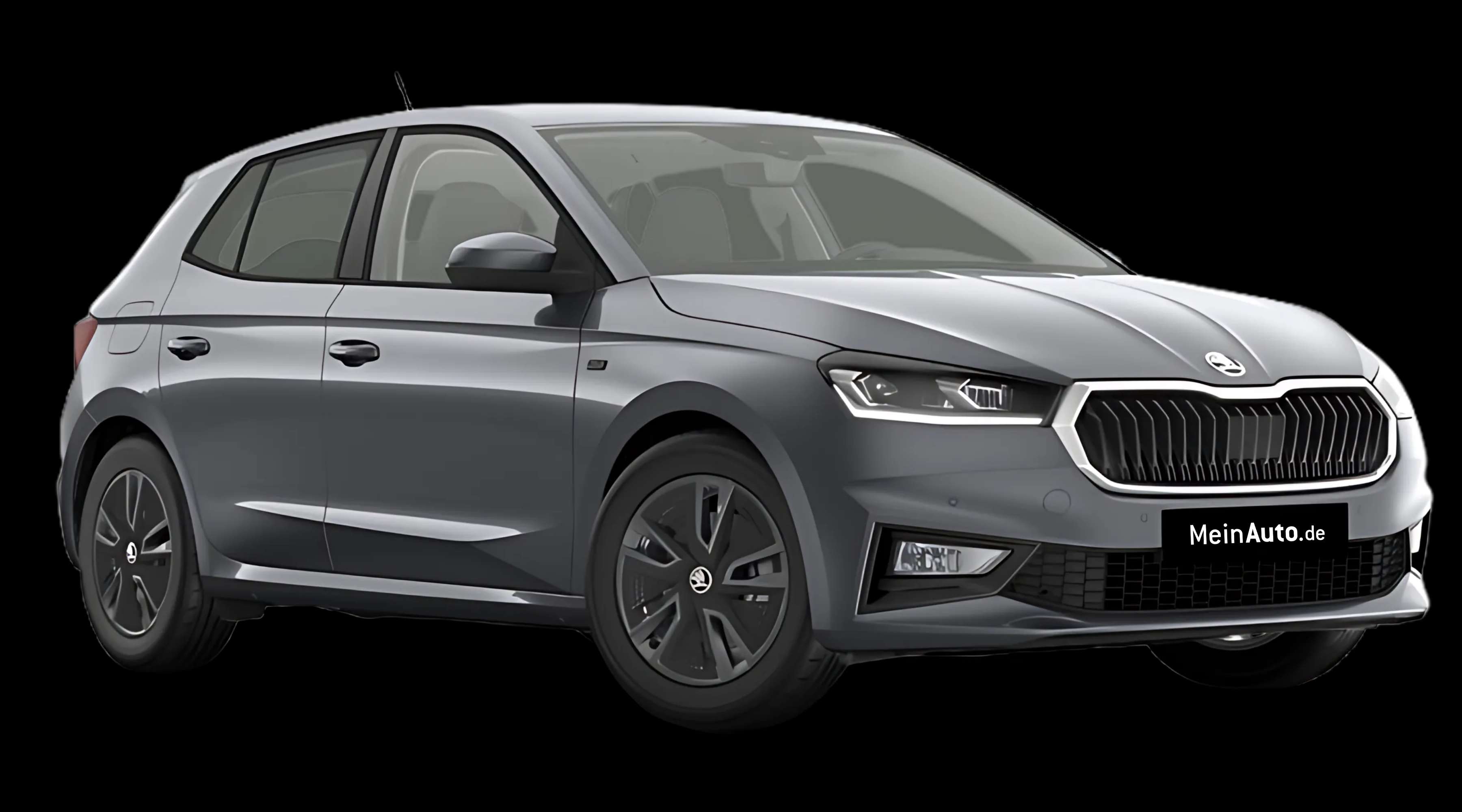 Schräge Frontansicht auf einen Skoda Fabia, freigestellt