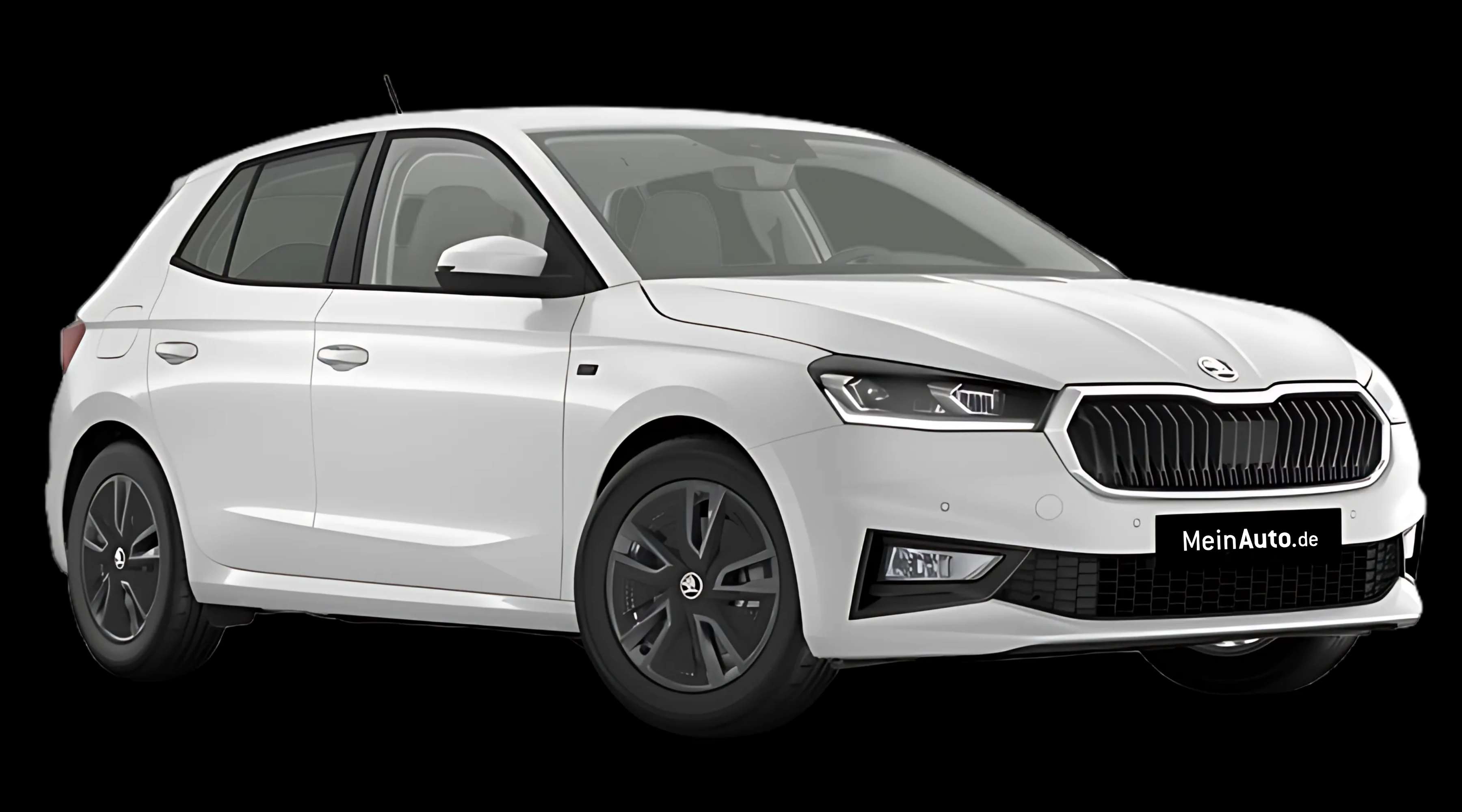 Schräge Frontansicht auf einen Skoda Fabia, freigestellt