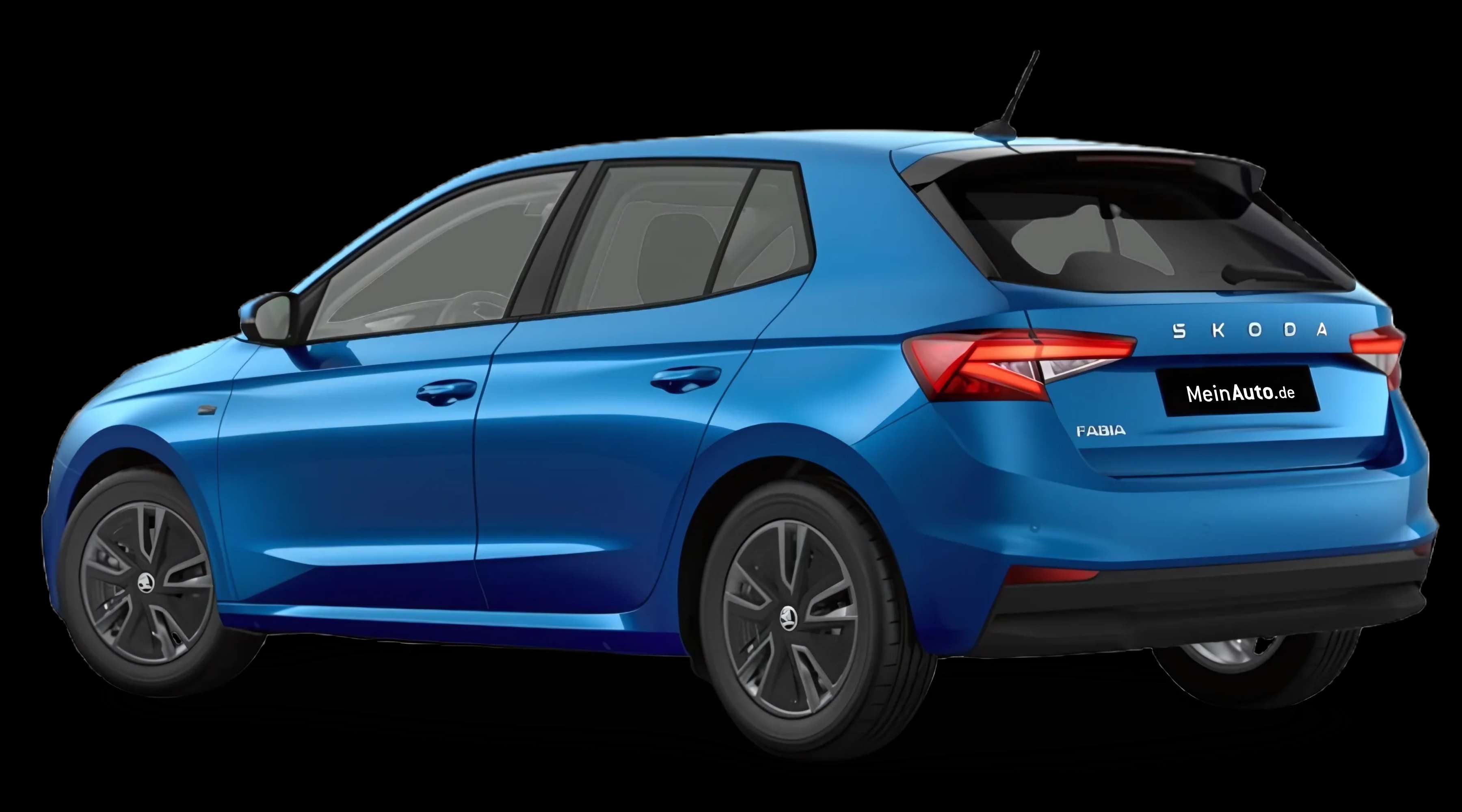 Schräge Heckansicht auf einen Skoda Fabia, freigestellt