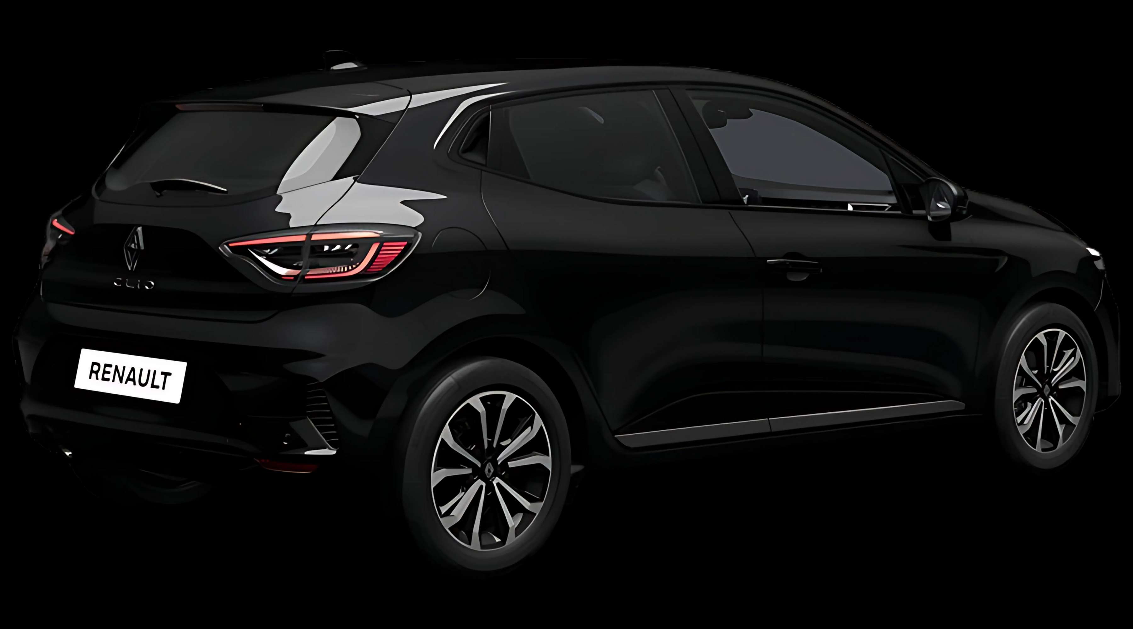 Schräge Heckansicht eines Renault Clio, freigestellt