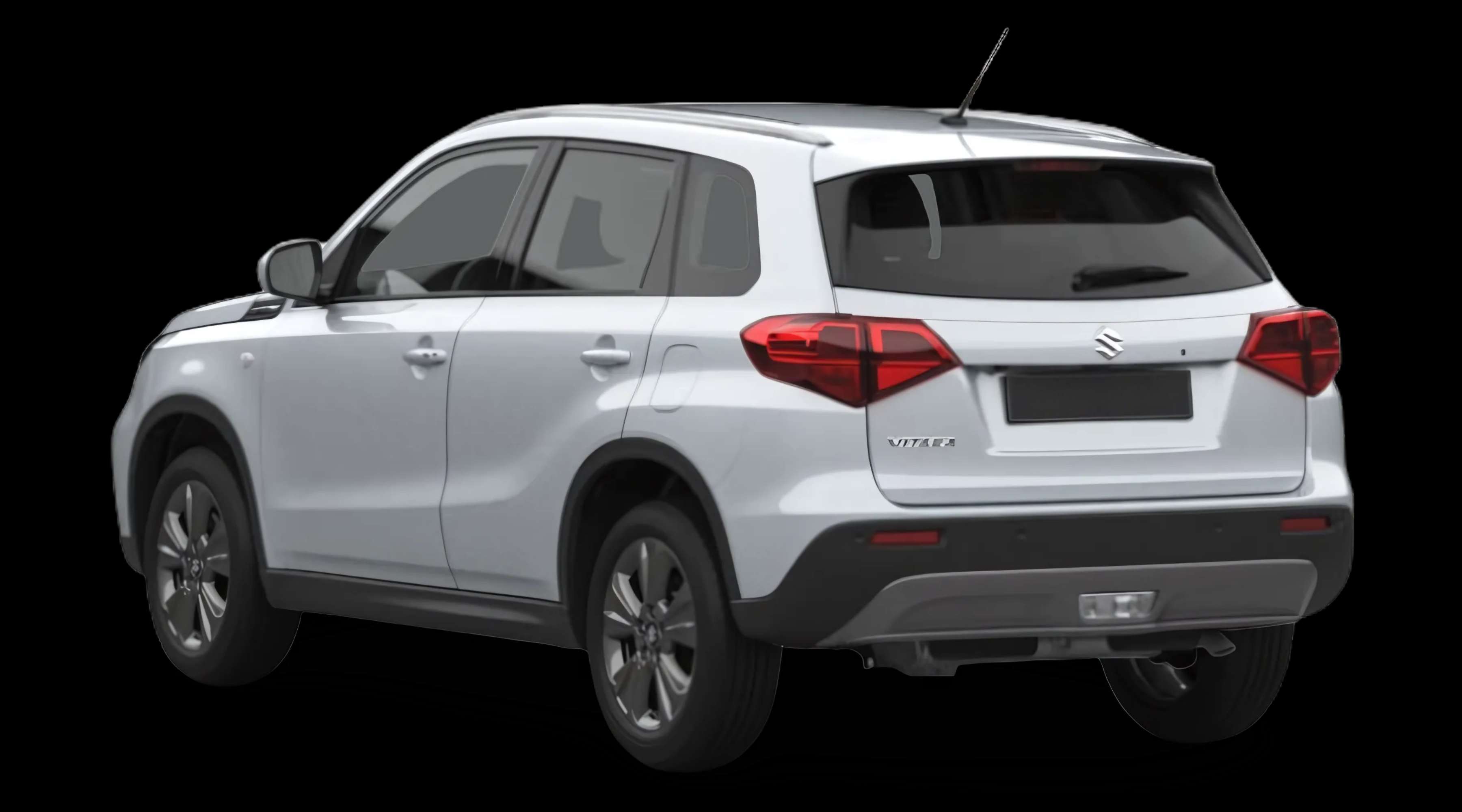 Schräge Heckansicht auf einen Suzuki Vitara, freigestellt