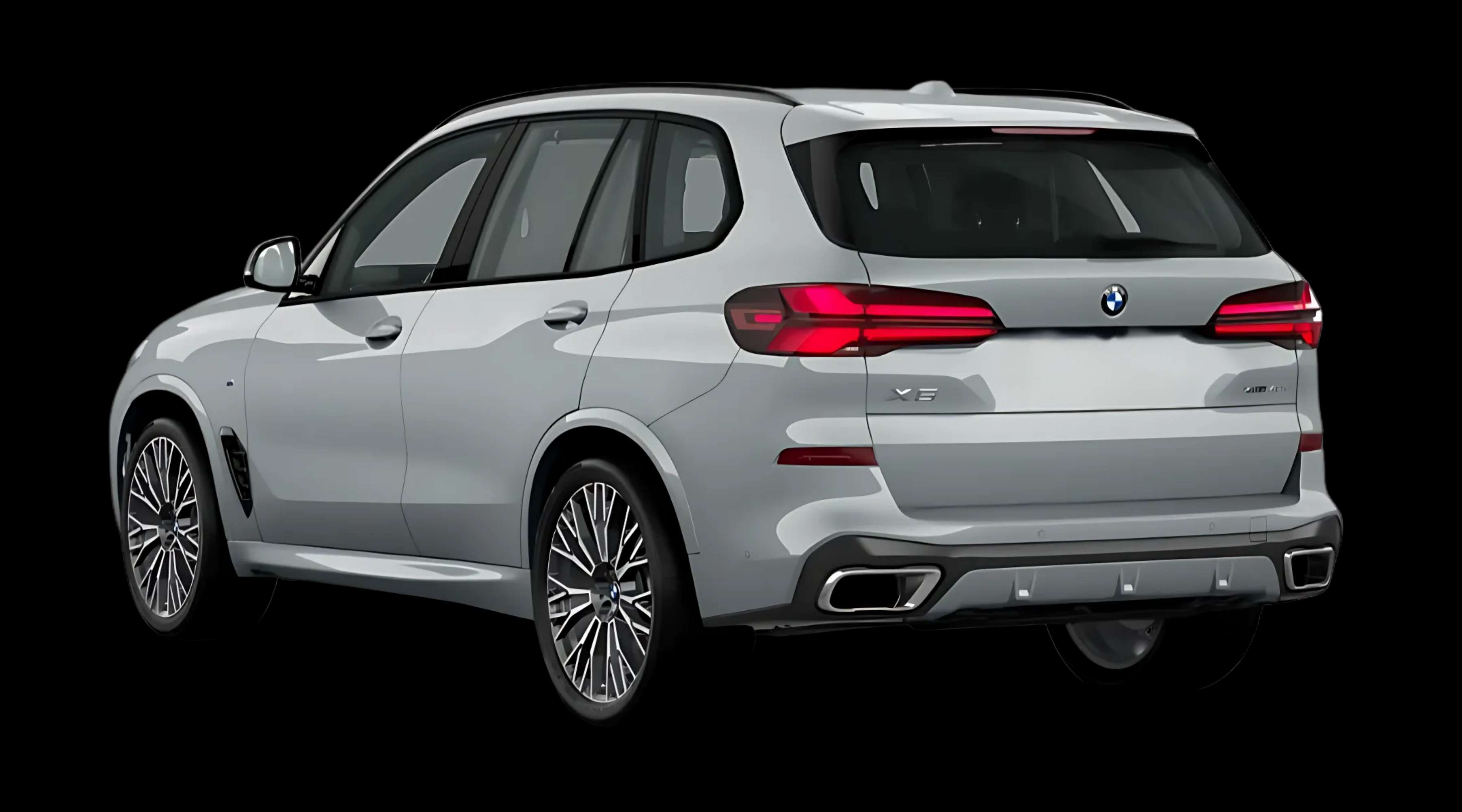 Schräge Heckansicht eines BMW X5, freigestellt