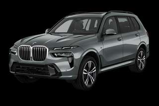 Schräge Frontansicht auf einen BMW X7 , freigestellt
