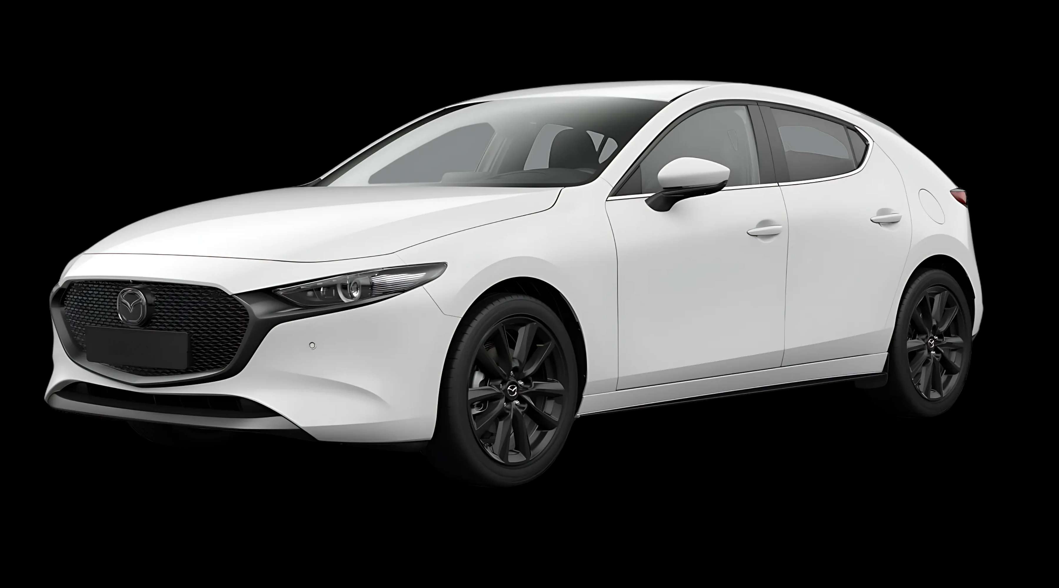 Schräge Frontansicht eines Mazda Mazda3, freigestellt