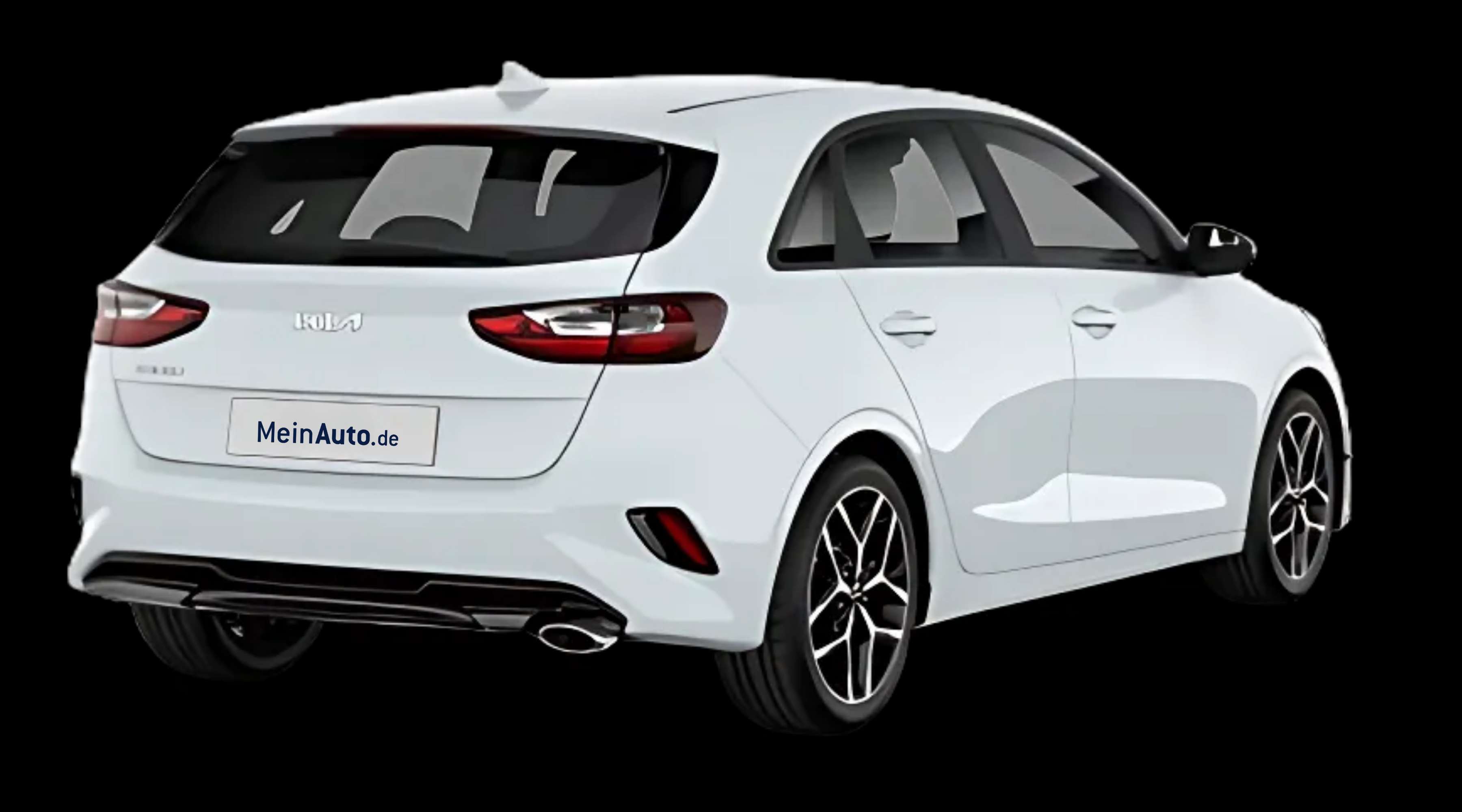 Schräge Heckansicht auf einen Kia Ceed, freigestellt