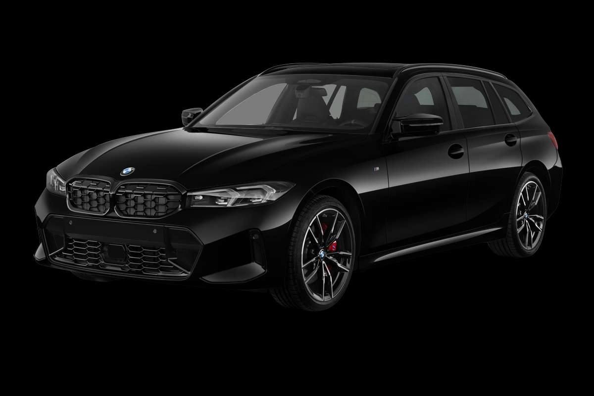 Schräge Frontansicht eines BMW 3er-Reihe, freigestellt