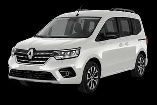 Schräge Frontansicht auf einen Renault Grand Kangoo Techno, freigestellt