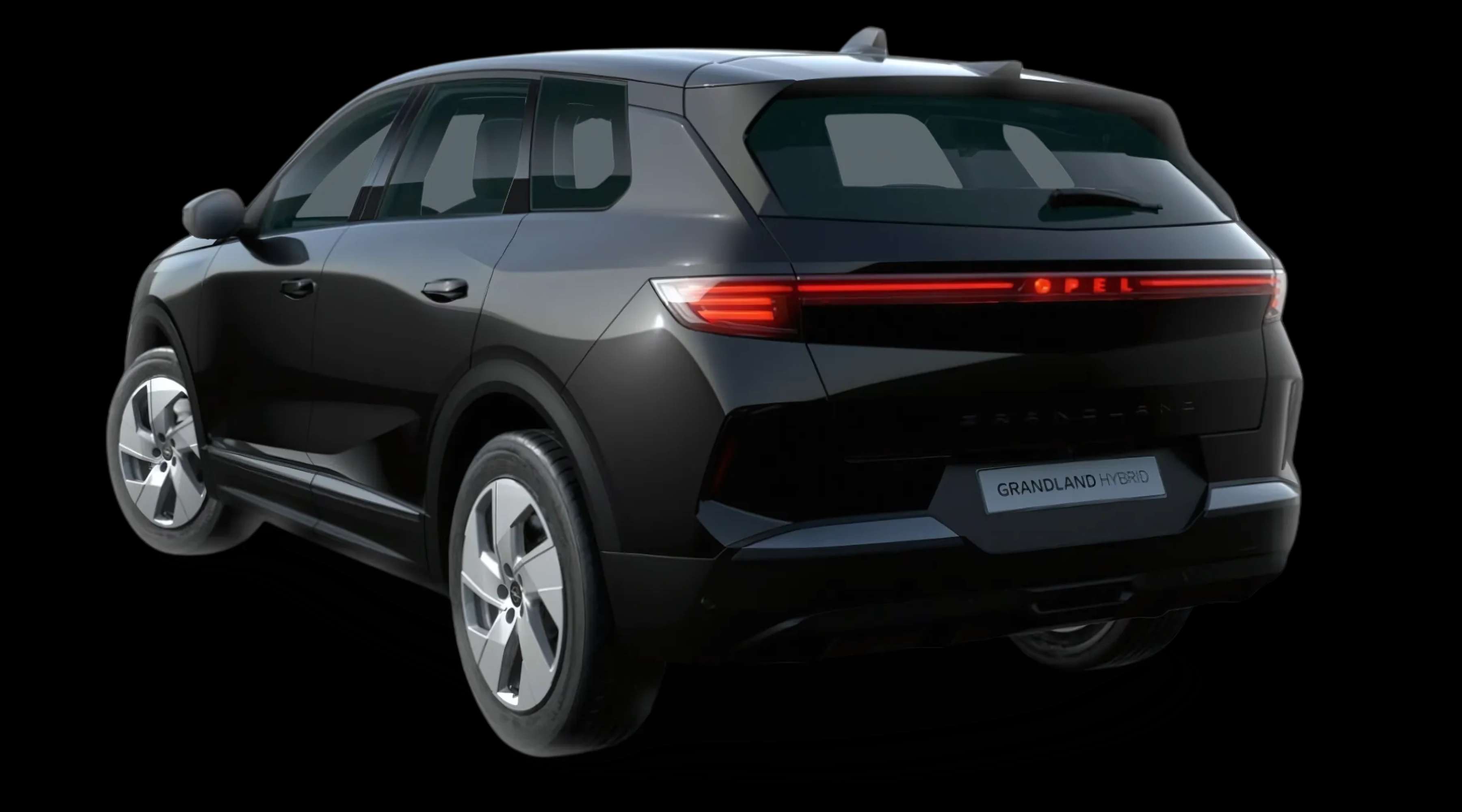 Schräge Heckansicht auf einen Opel Grandland, freigestellt