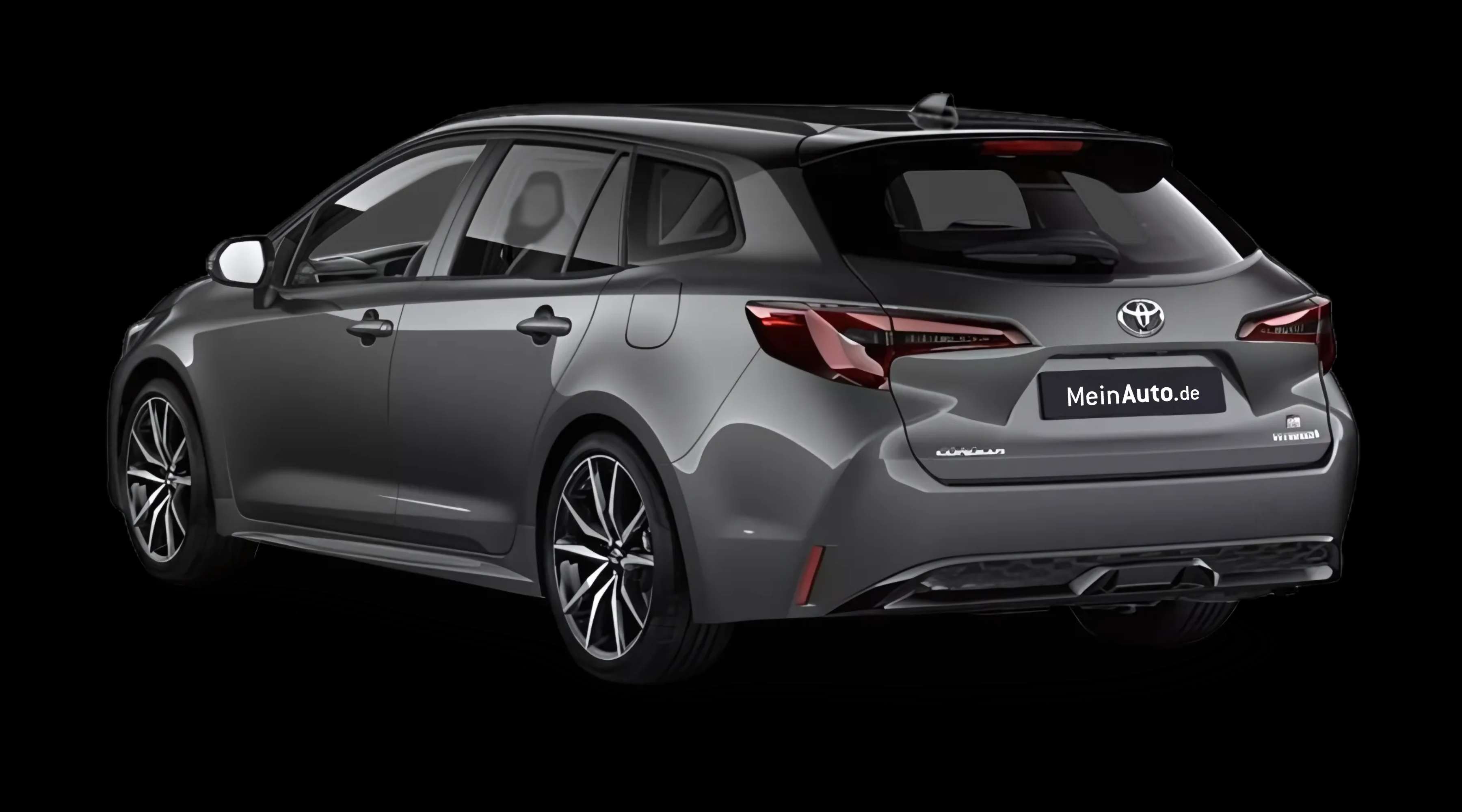 Schräge Heckansicht auf einen Toyota Corolla, freigestellt