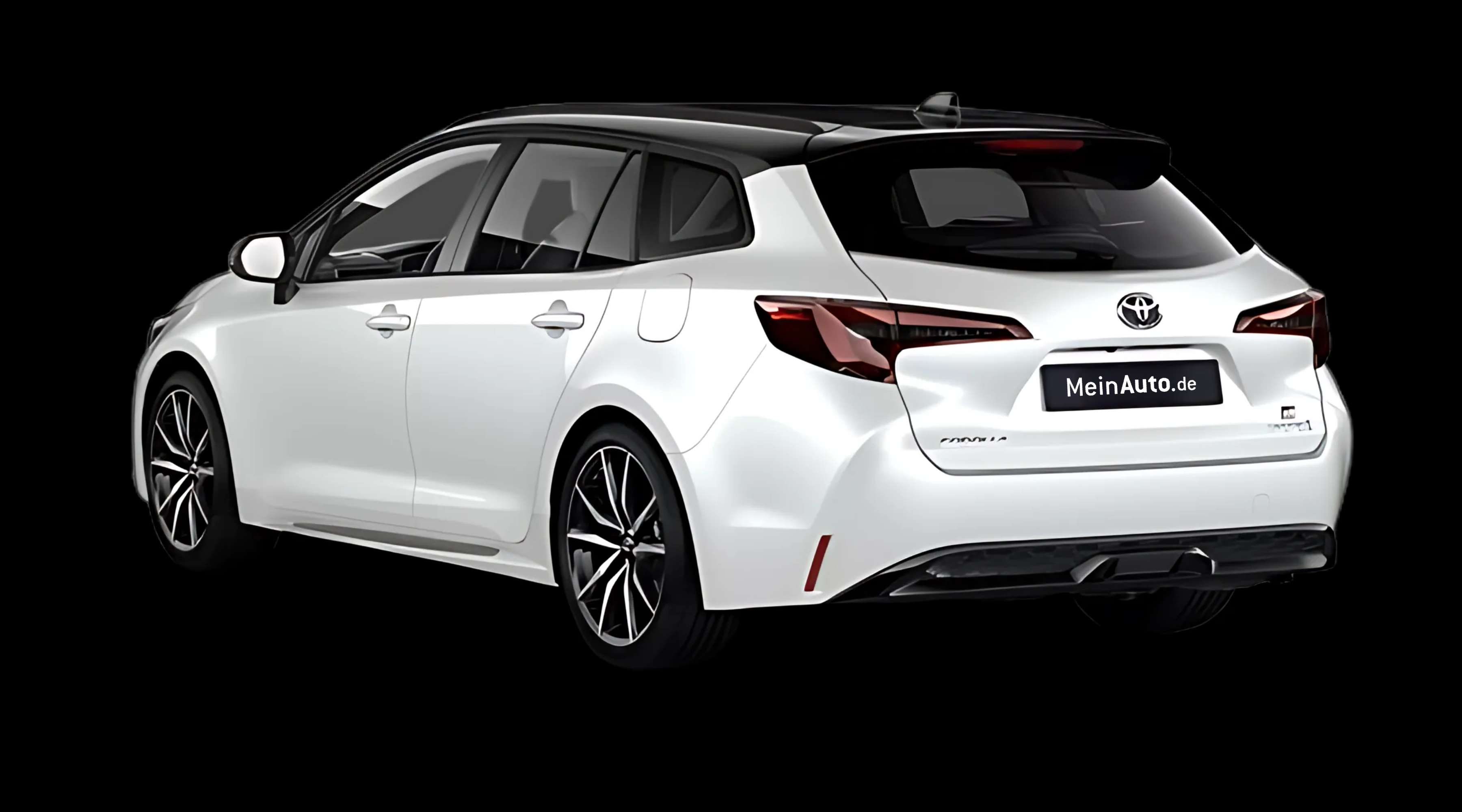 Schräge Heckansicht auf einen Toyota Corolla, freigestellt