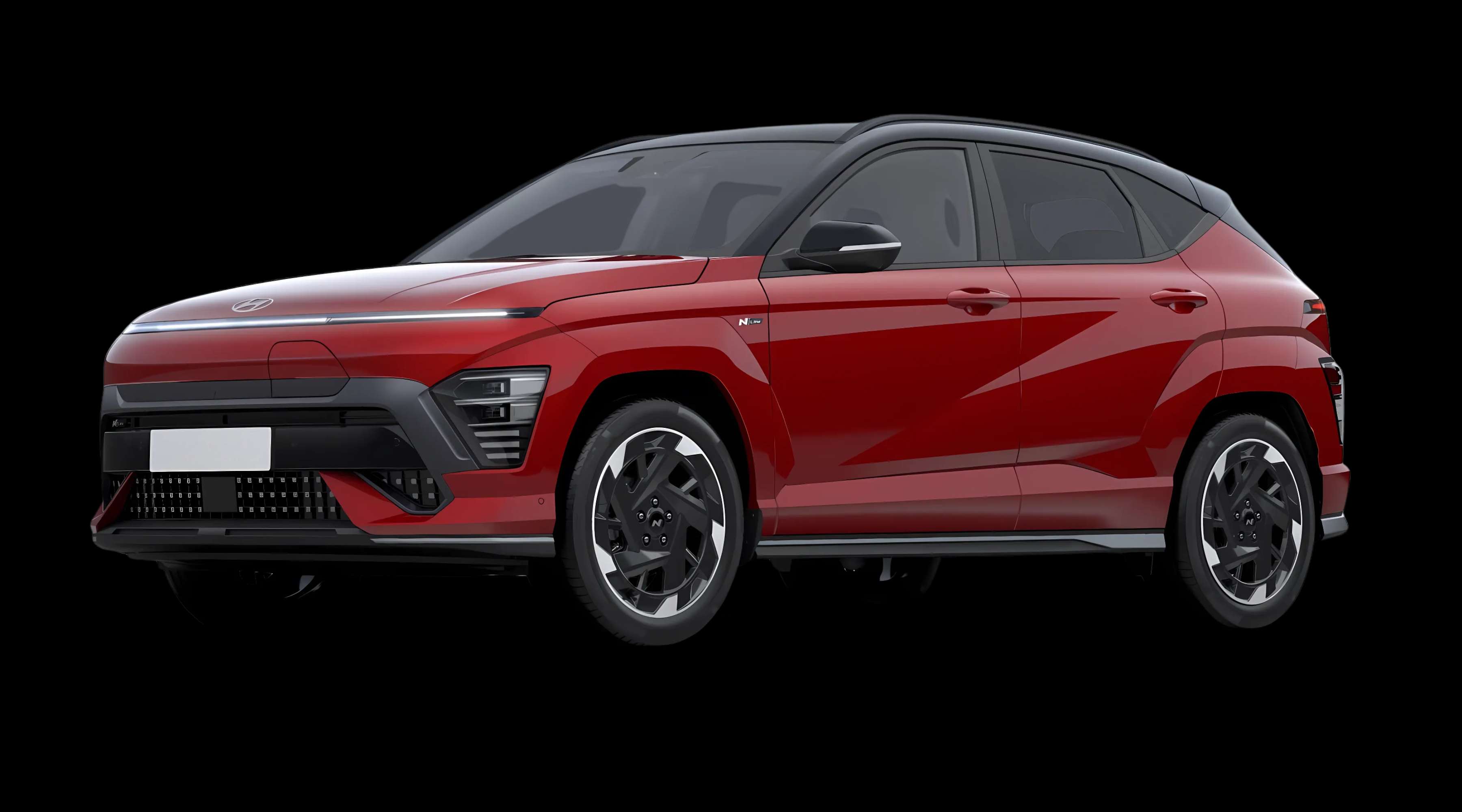 Schräge Frontansicht eines Hyundai Kona Elektro, freigestellt