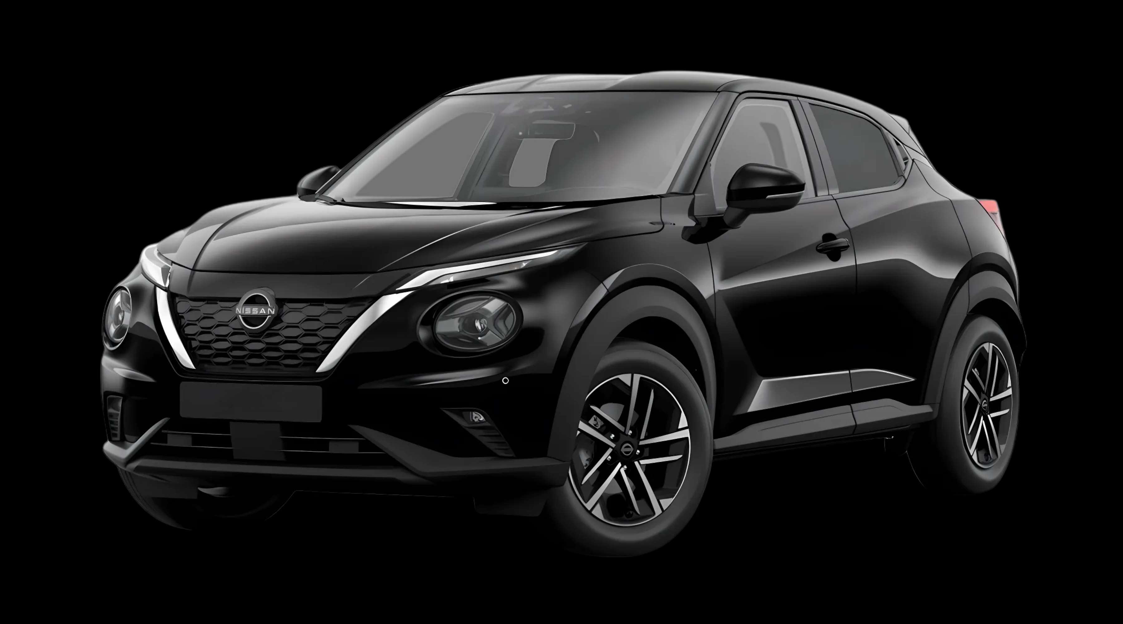 Schräge Frontansicht auf einen Nissan JUKE, freigestellt