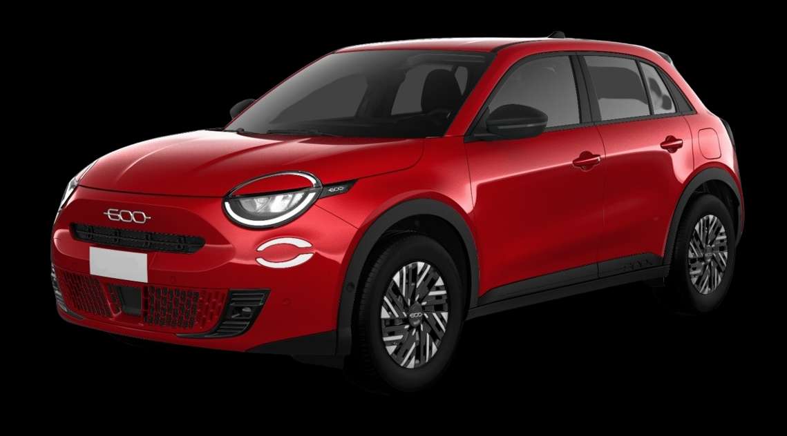 Schräge Frontansicht eines Fiat 600, freigestellt