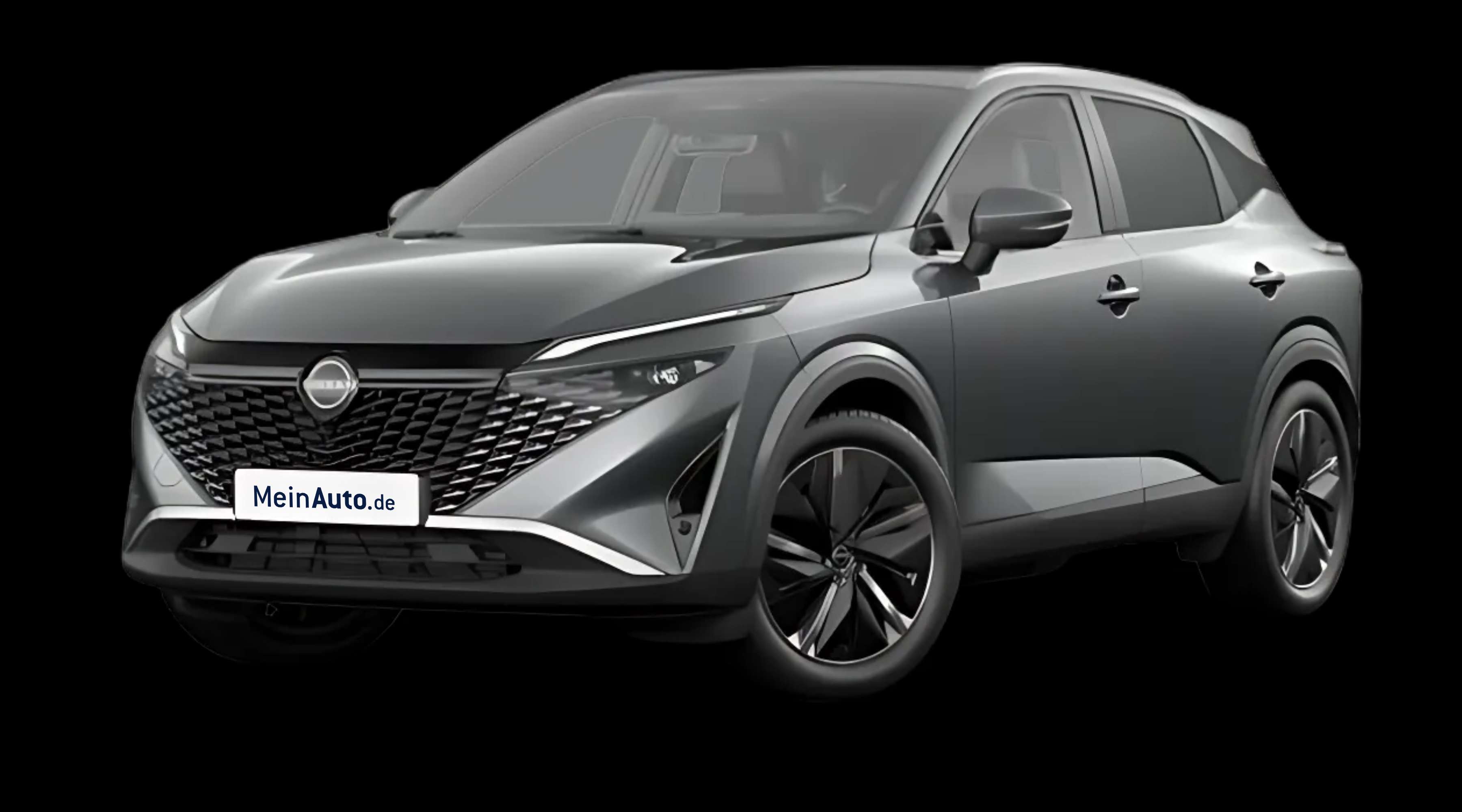 Schräge Frontansicht auf einen Nissan Qashqai, freigestellt