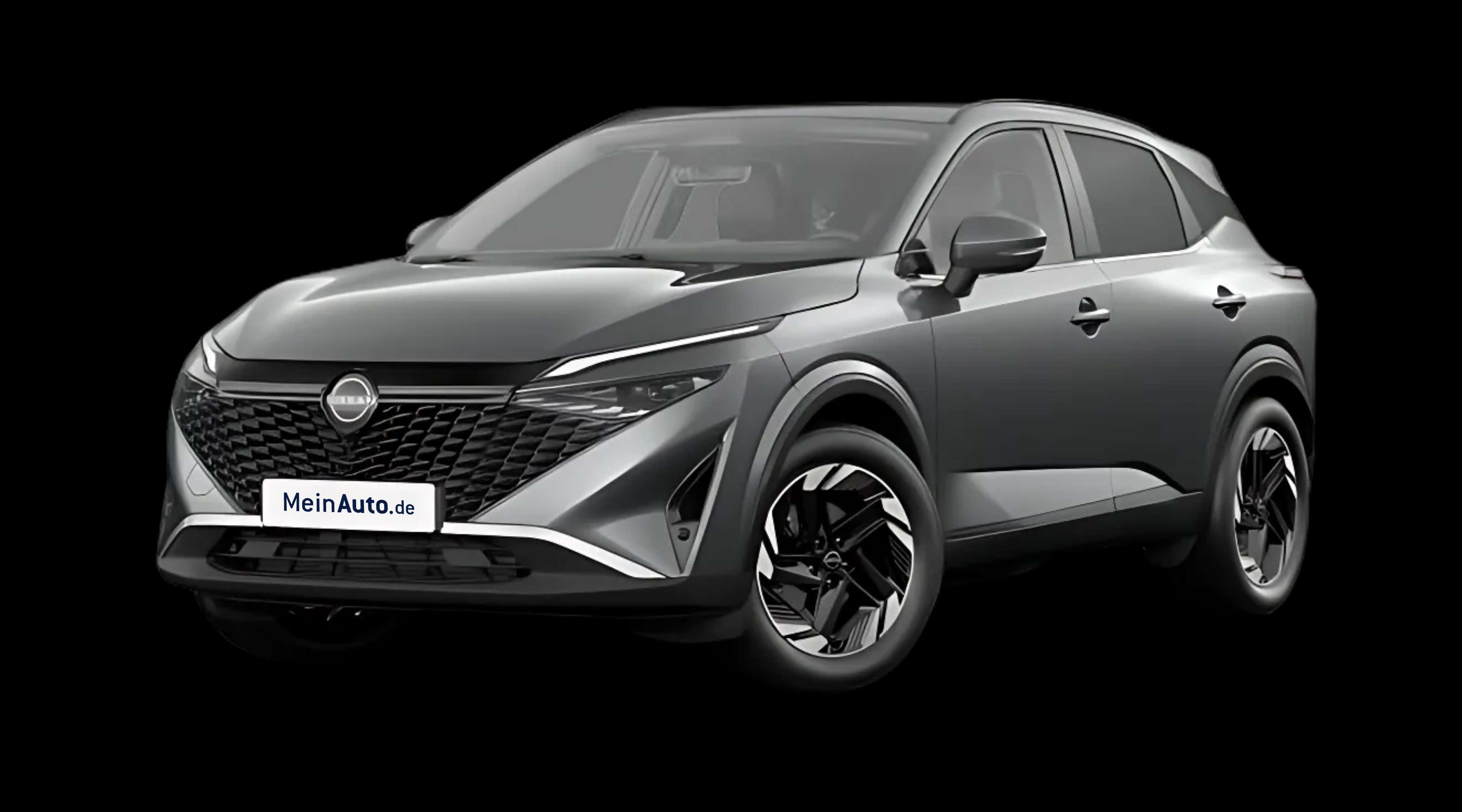 Schräge Frontansicht auf einen Nissan Qashqai, freigestellt