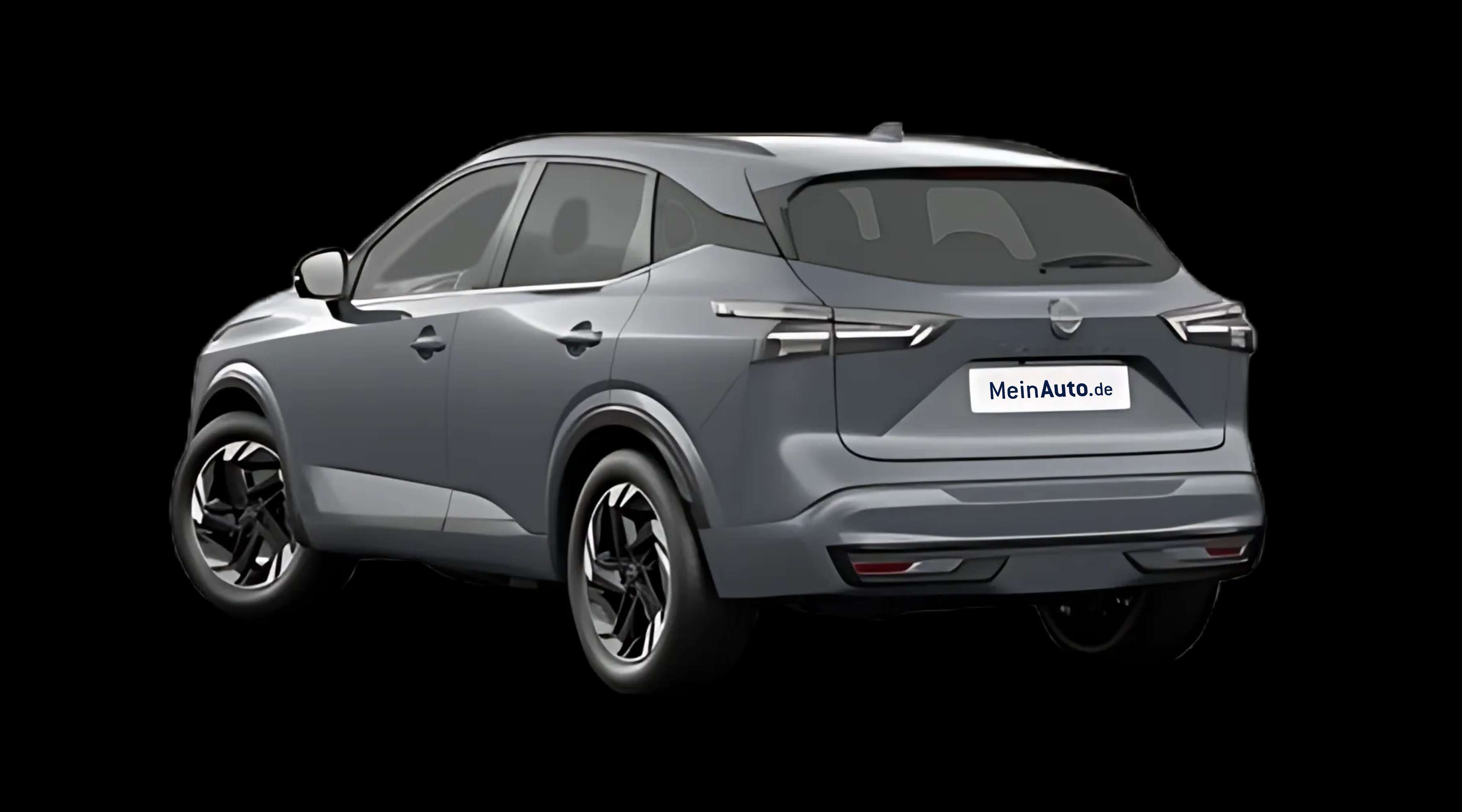 Schräge Heckansicht auf einen Nissan Qashqai, freigestellt