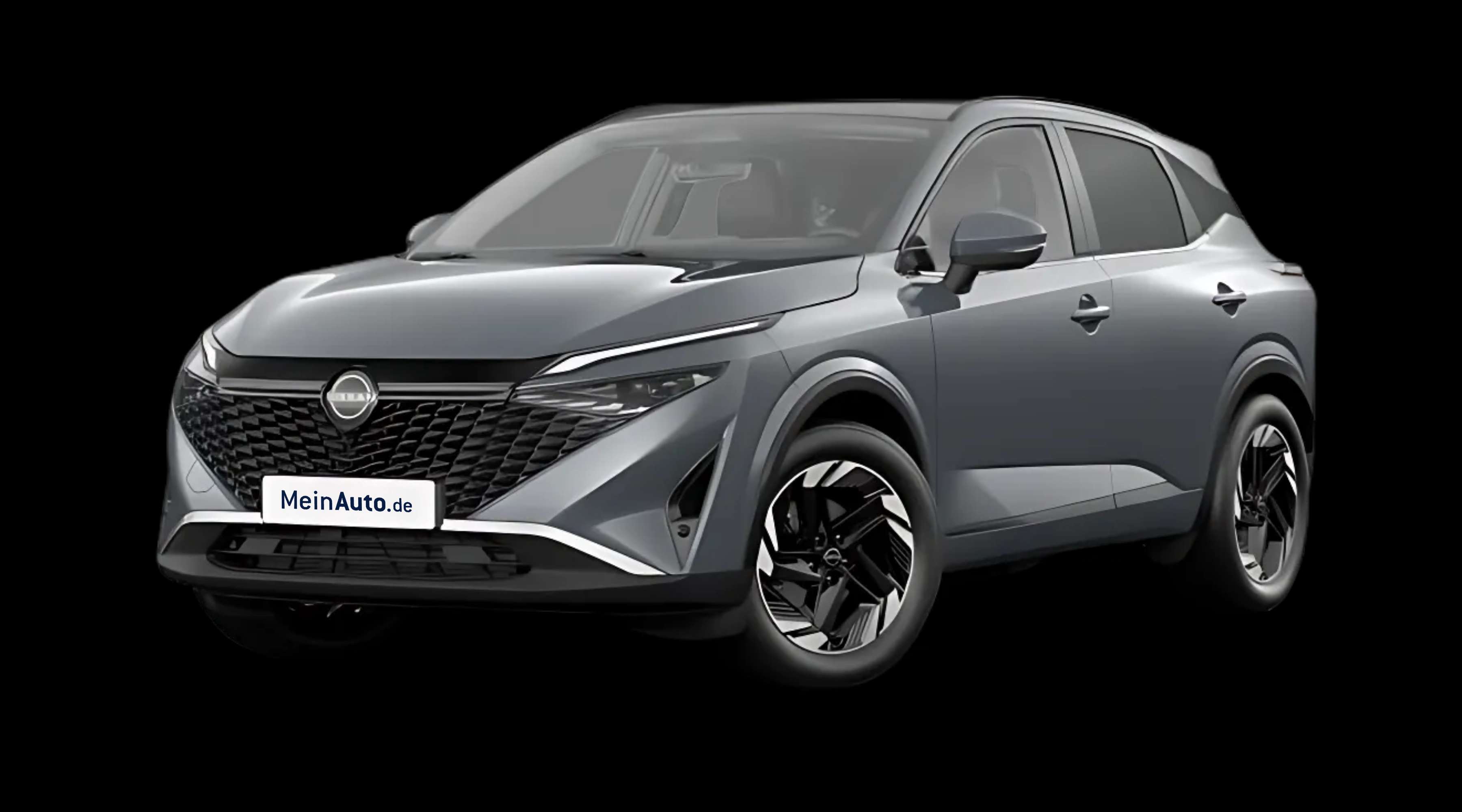 Schräge Frontansicht auf einen Nissan Qashqai, freigestellt