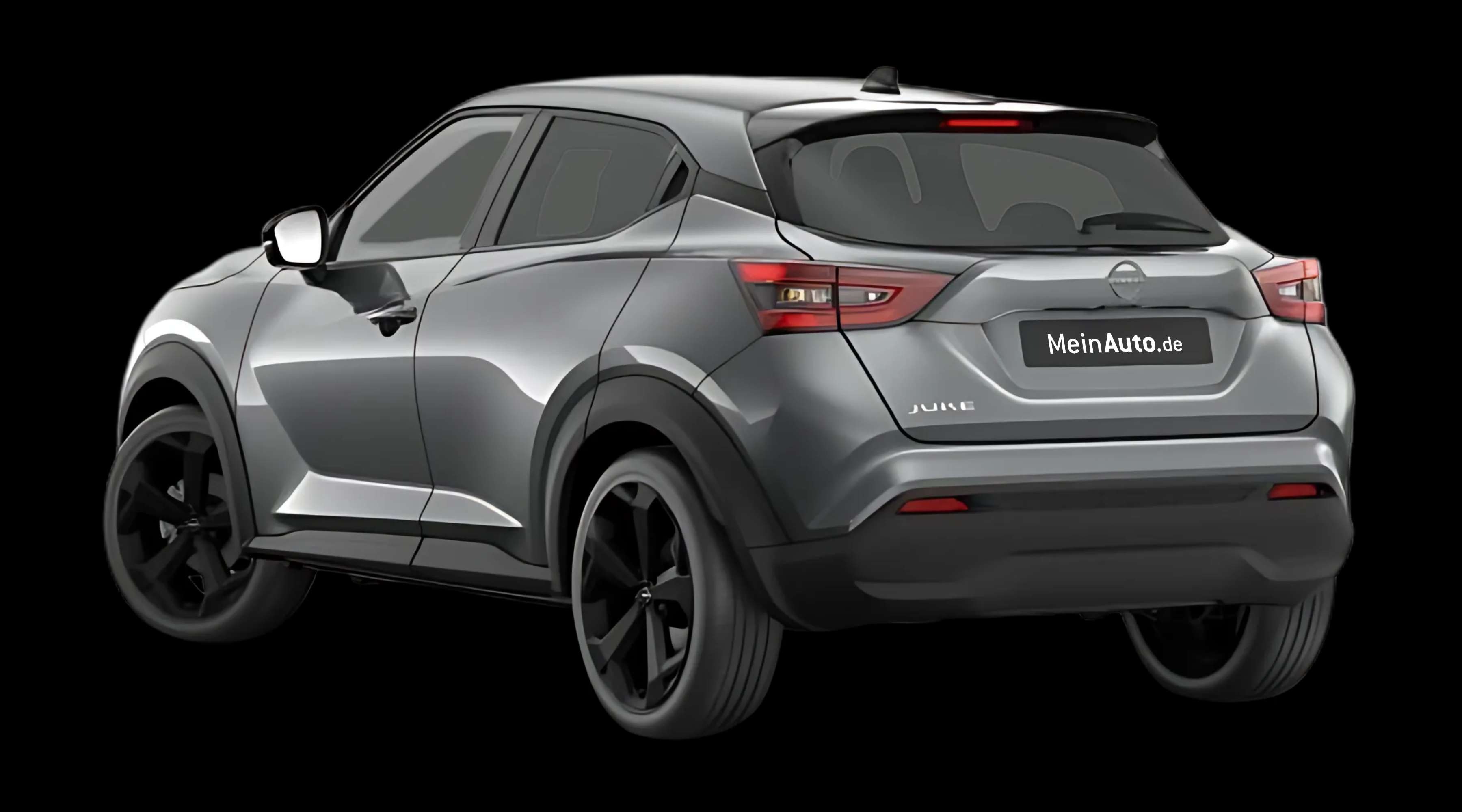 Schräge Heckansicht auf einen Nissan JUKE, freigestellt
