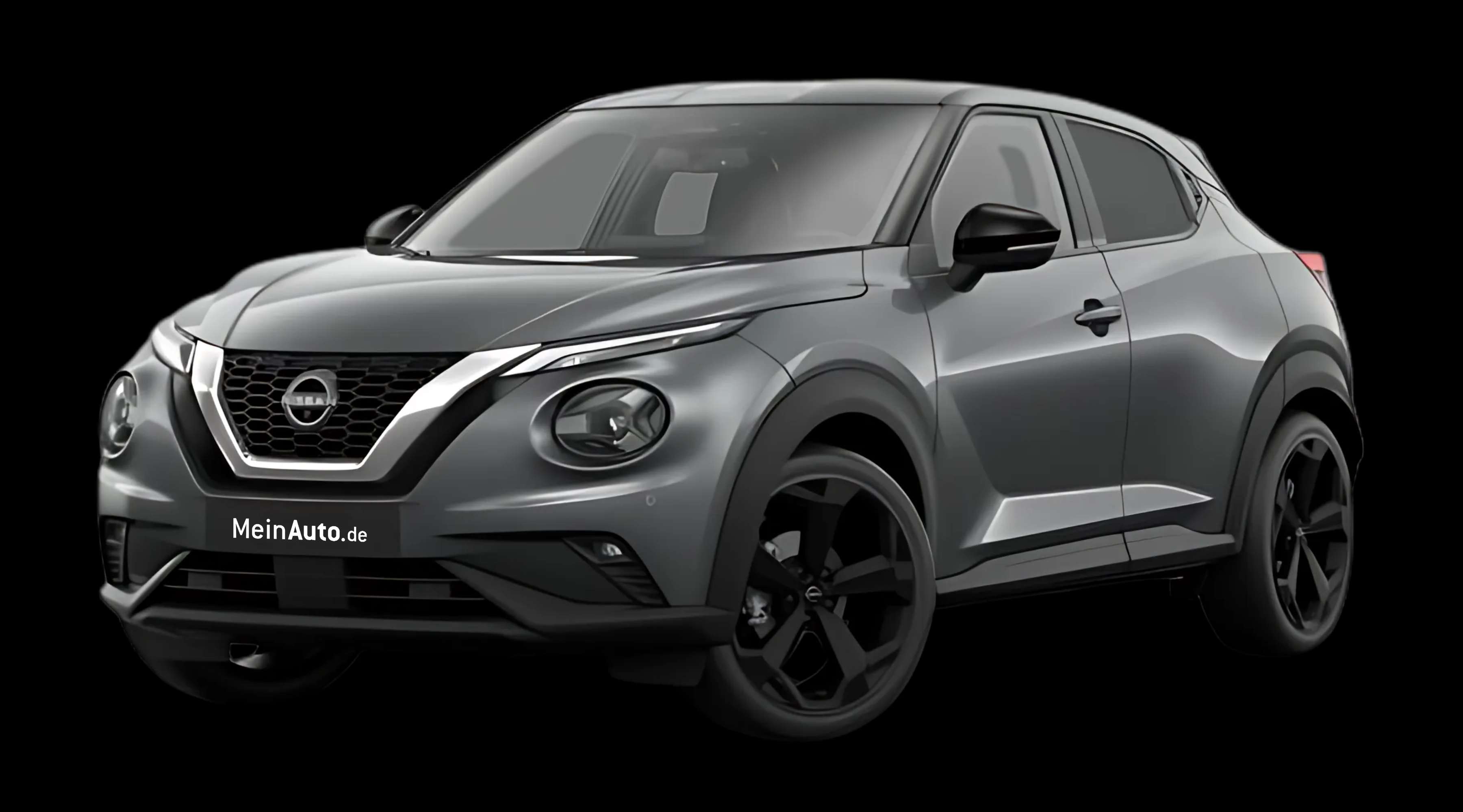 Schräge Frontansicht auf einen Nissan JUKE, freigestellt