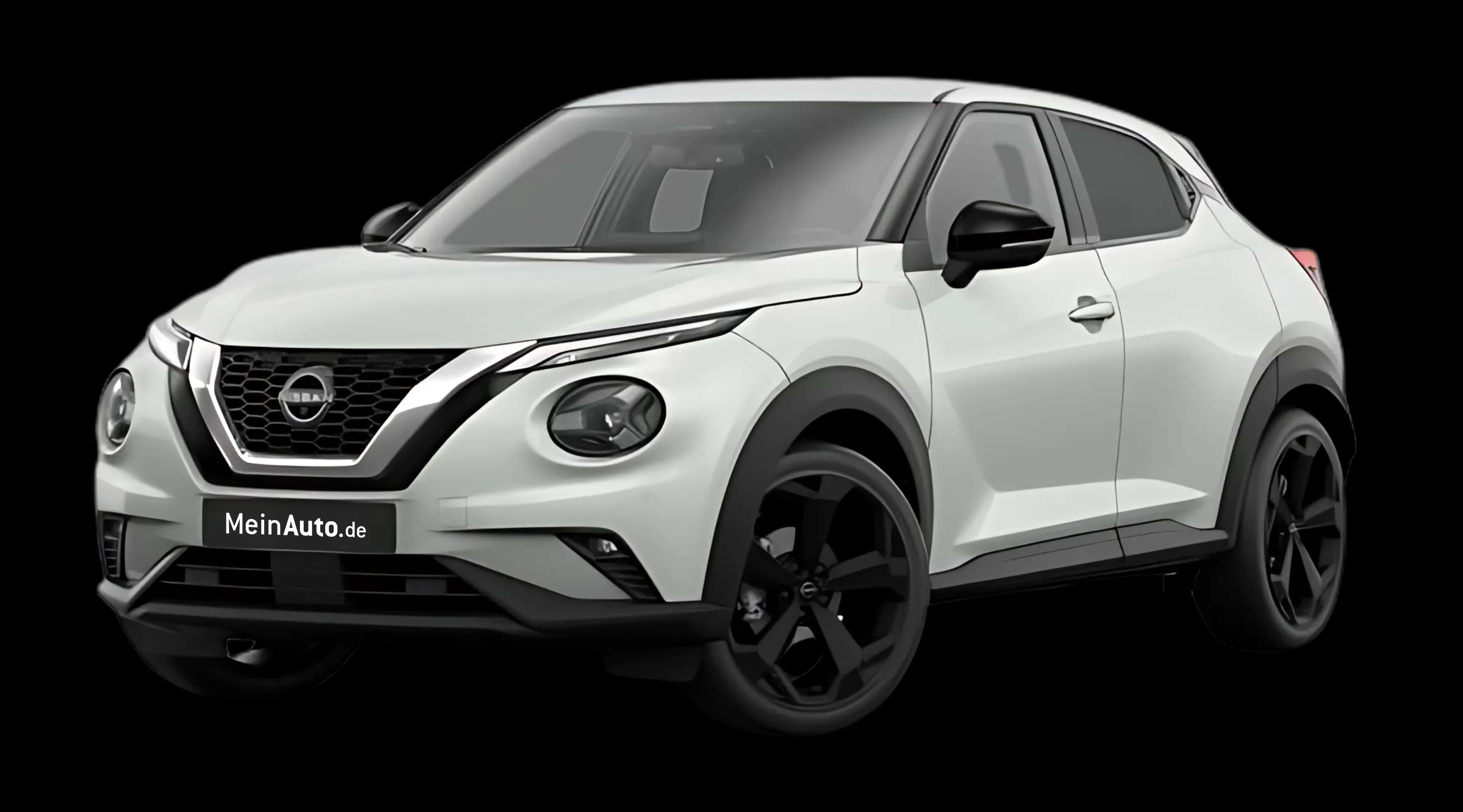 Schräge Frontansicht auf einen Nissan JUKE, freigestellt