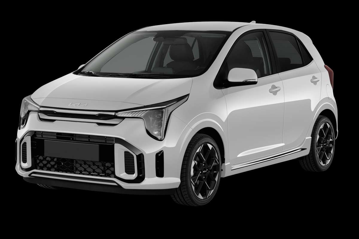 Schräge Frontansicht eines Kia Picanto, freigestellt