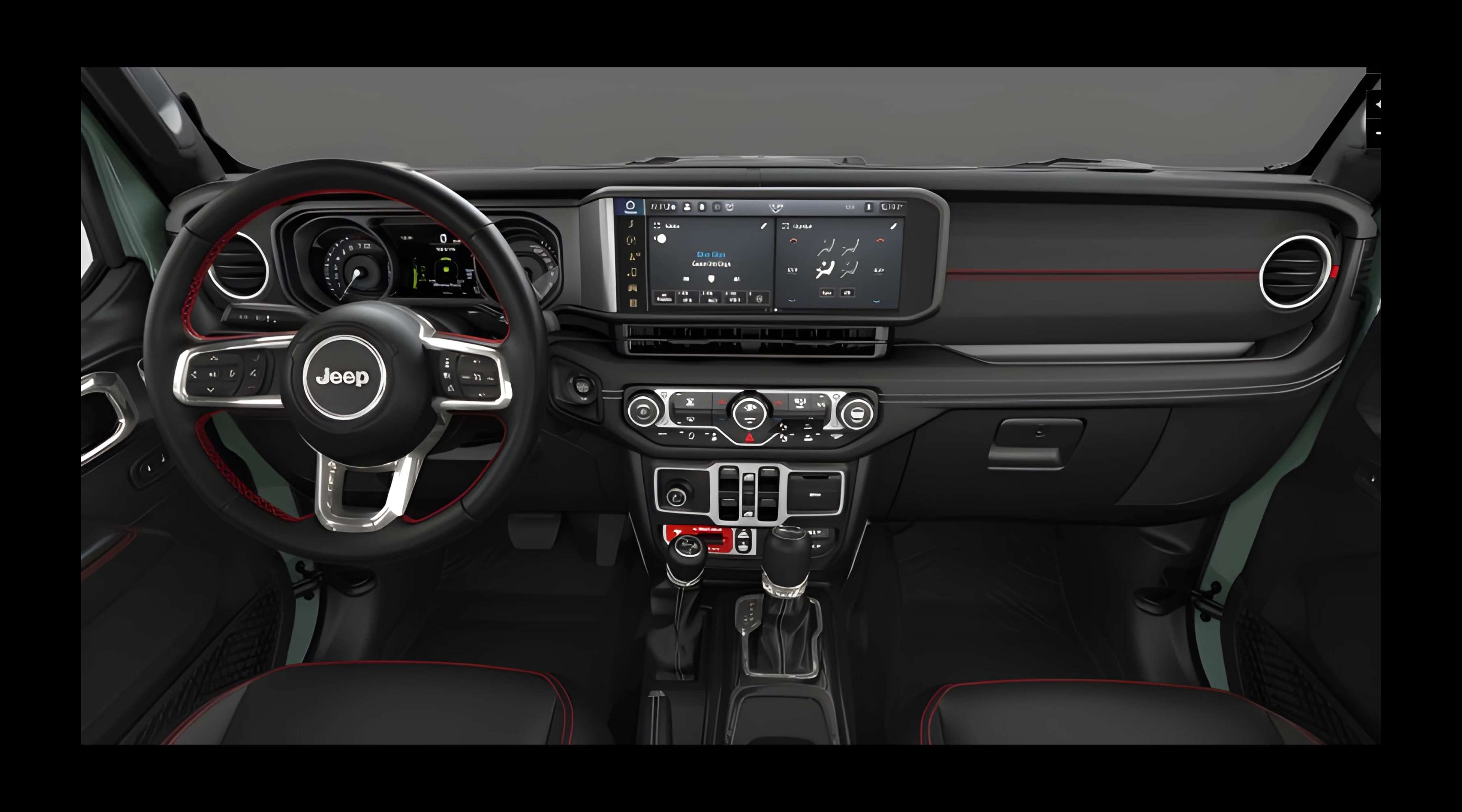 Ansicht des Armaturenbretts eines Jeep Wrangler
