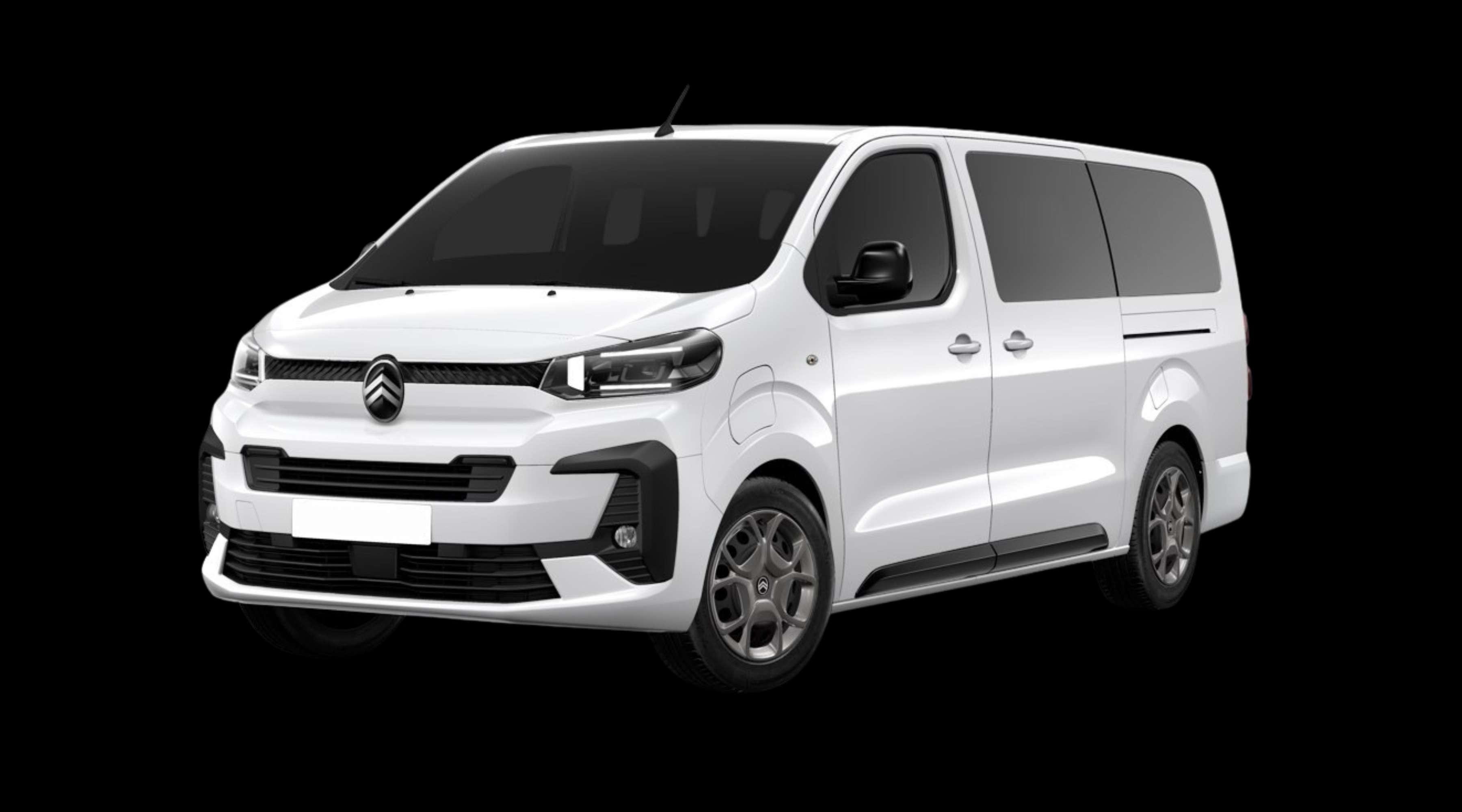 Schräge Frontansicht eines Citroën ë-Spacetourer, freigestellt