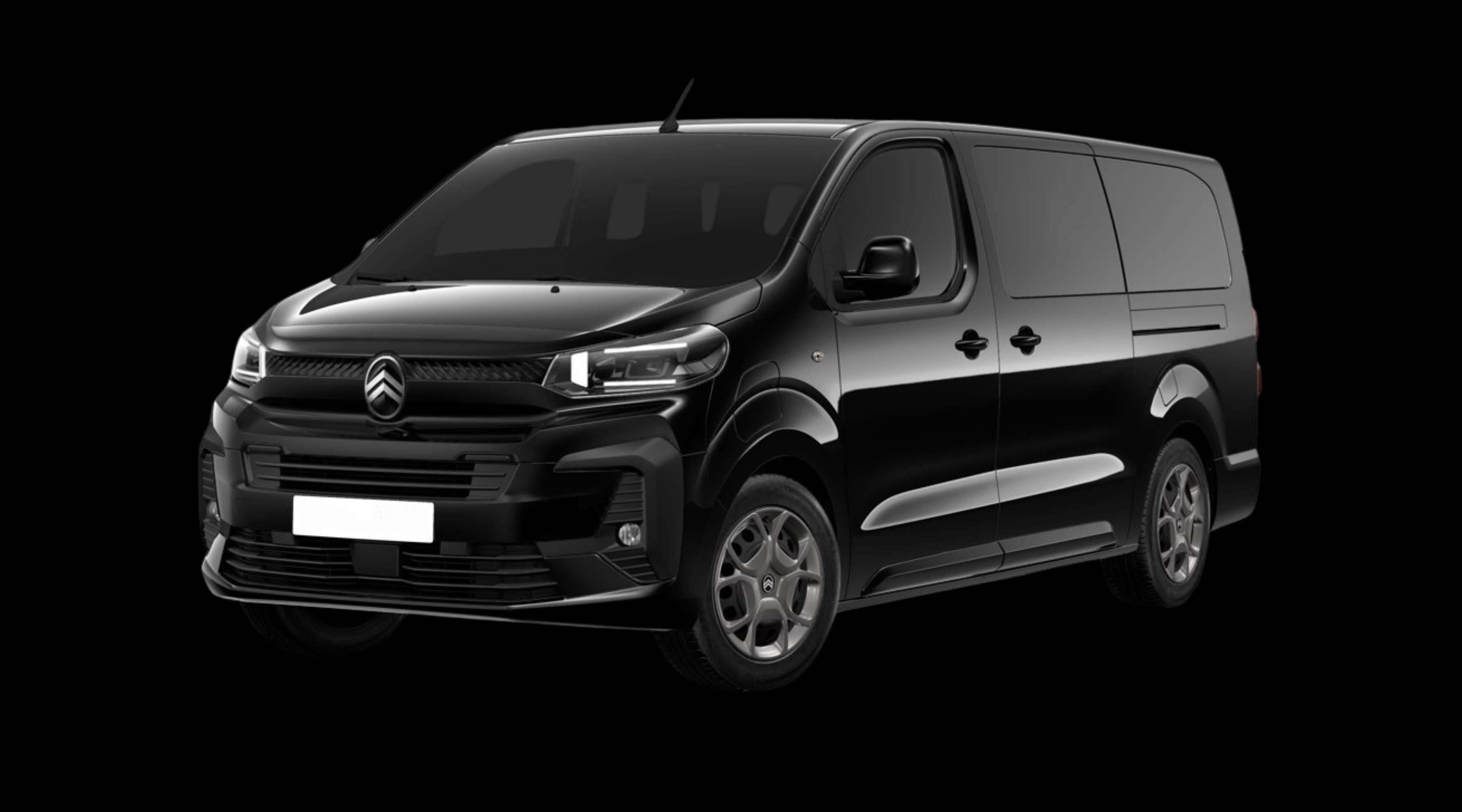 Schräge Frontansicht eines Citroën ë-Spacetourer, freigestellt