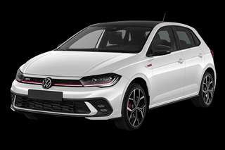 Schräge Frontansicht auf einen Volkswagen Polo GTI, freigestellt