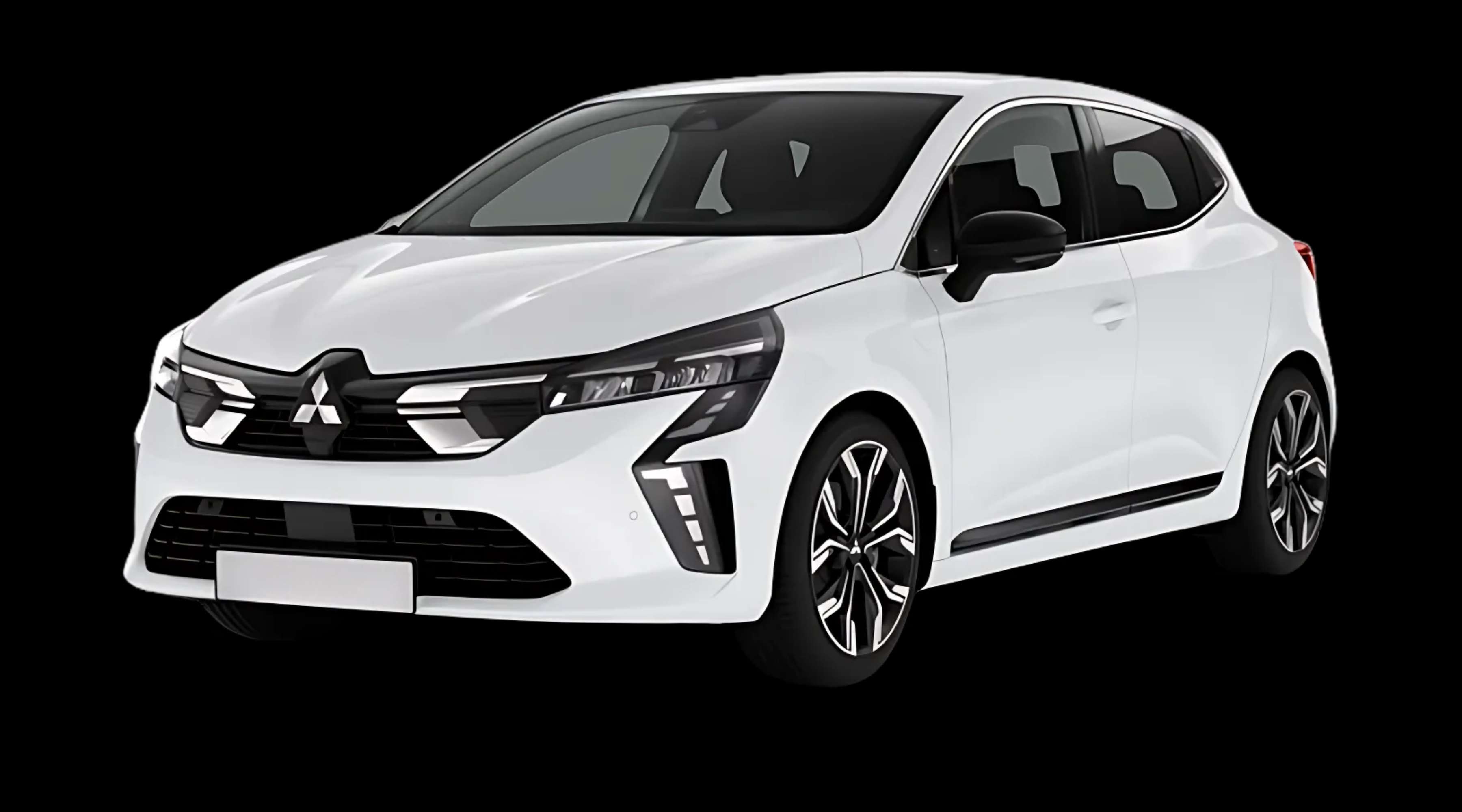 Schräge Frontansicht eines Mitsubishi Colt, freigestellt