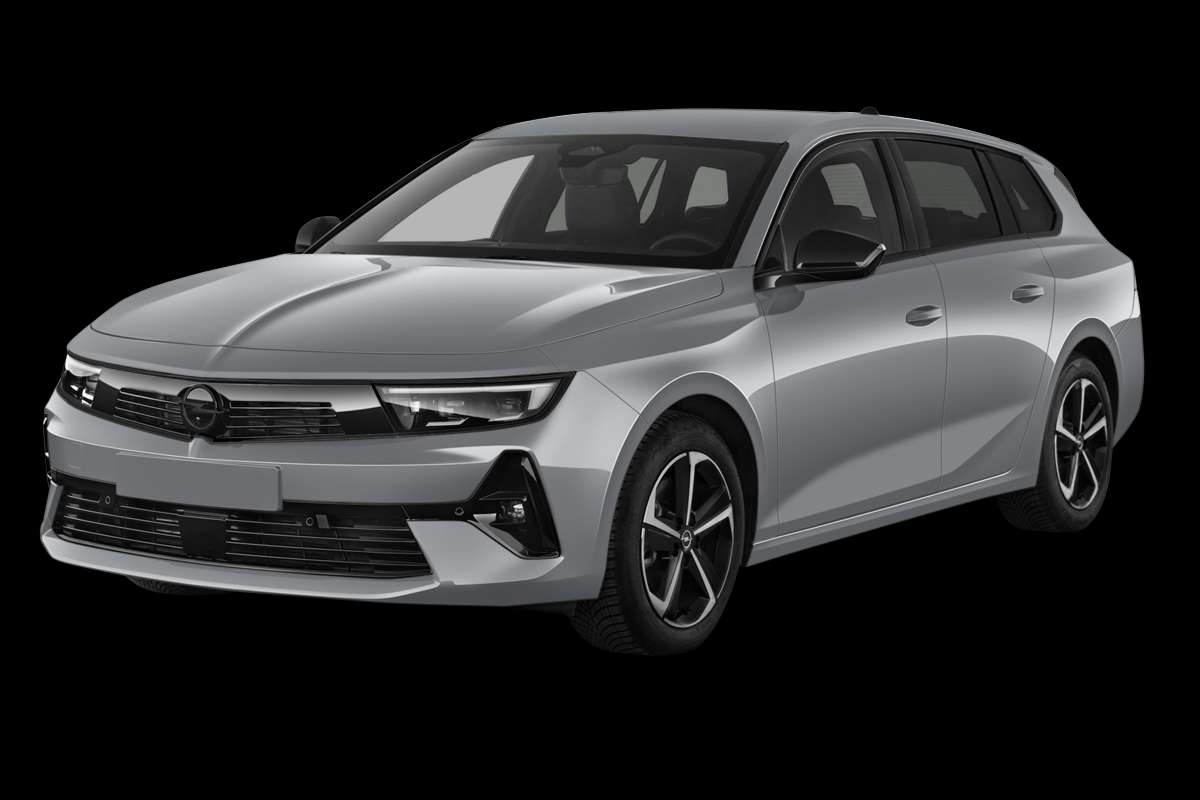 Schräge Frontansicht auf einen Opel Astra, freigestellt