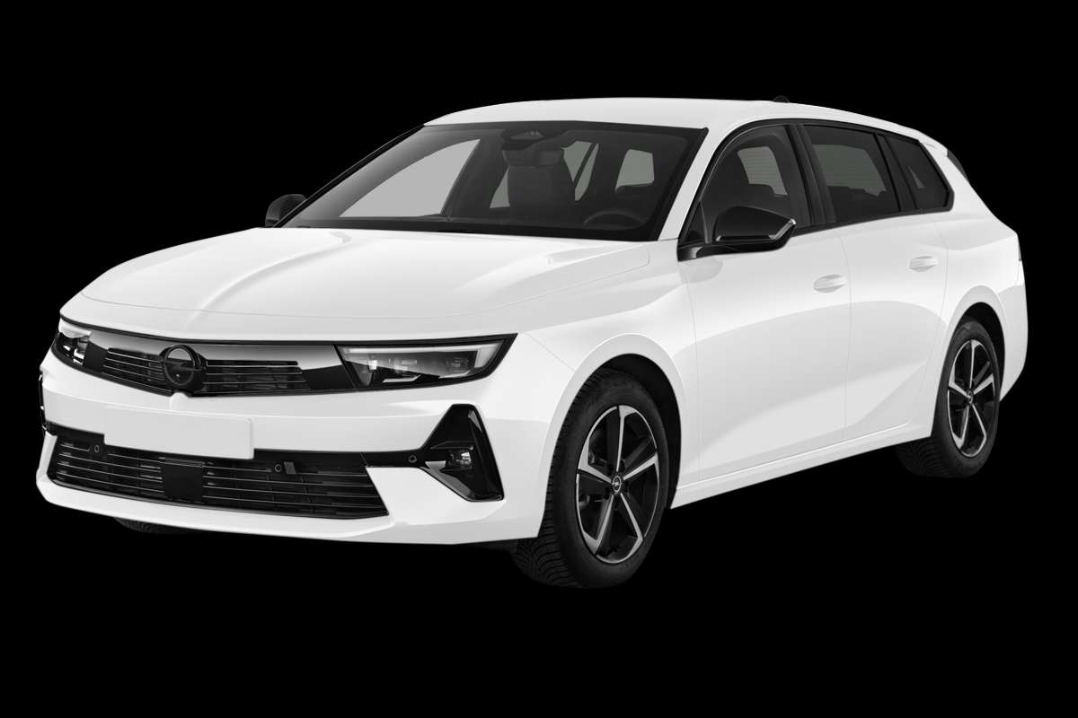 Schräge Frontansicht auf einen Opel Astra, freigestellt