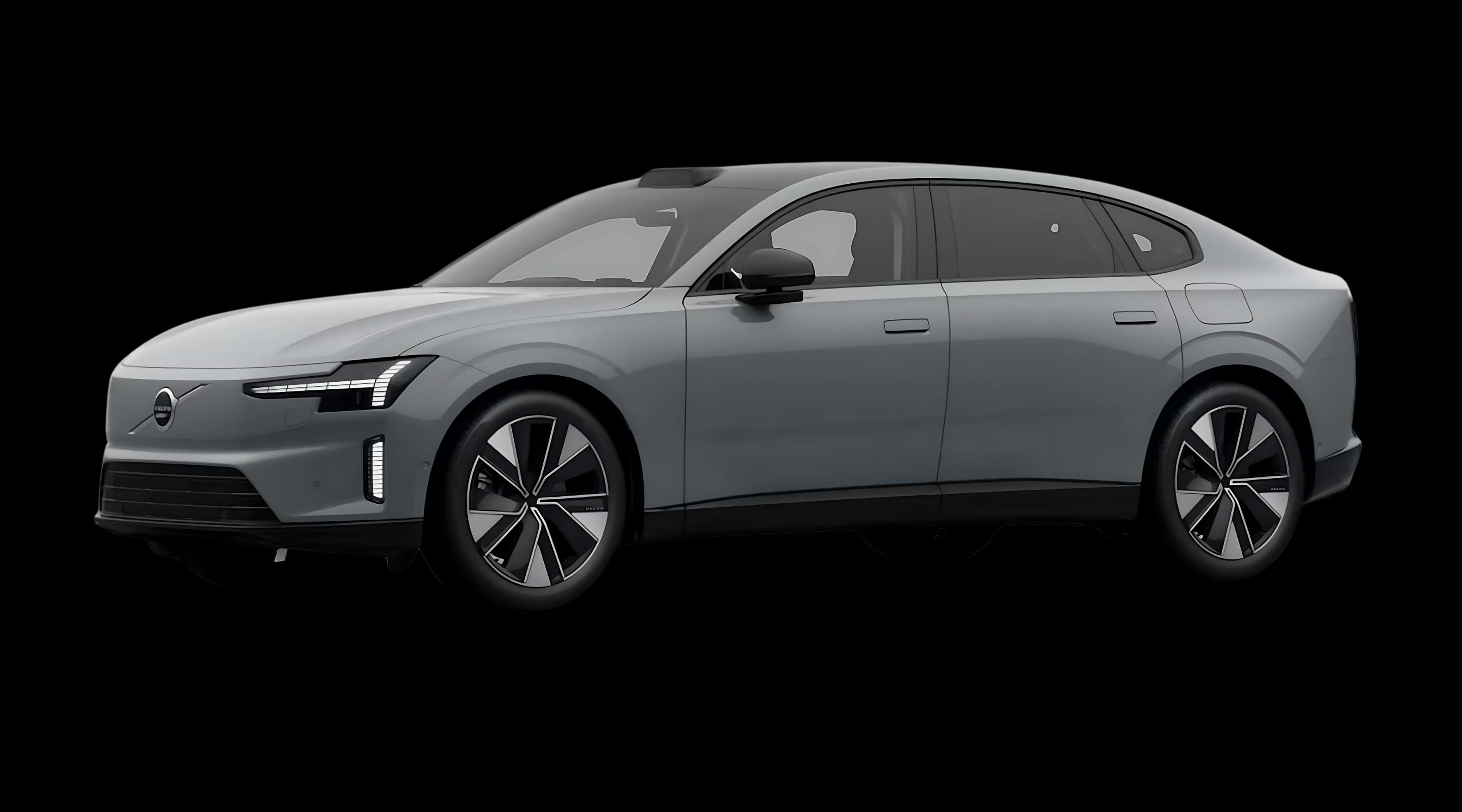 Schräge Frontansicht eines Volvo ES90, freigestellt