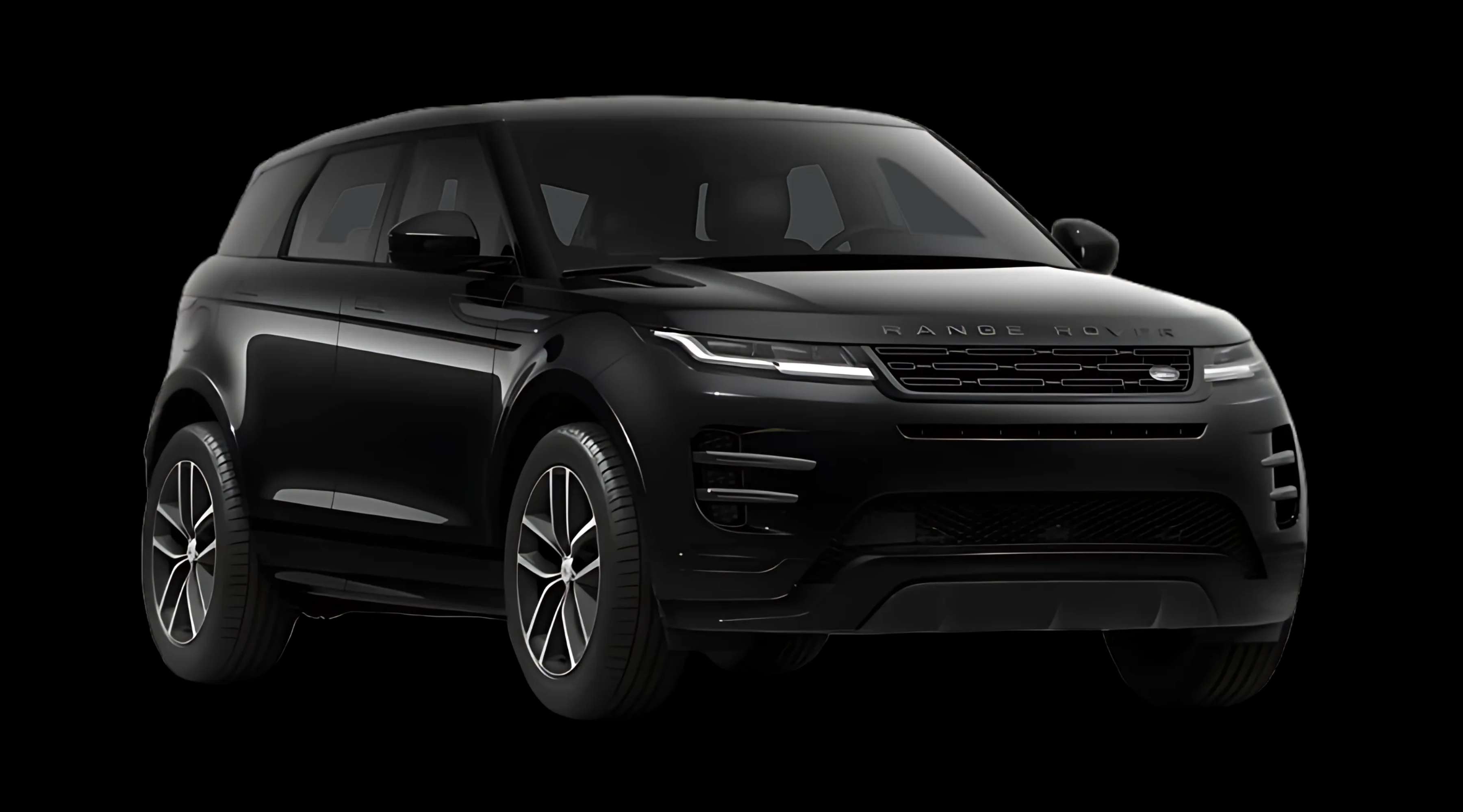 Schräge Frontansicht eines Land Rover Range Rover Evoque, freigestellt