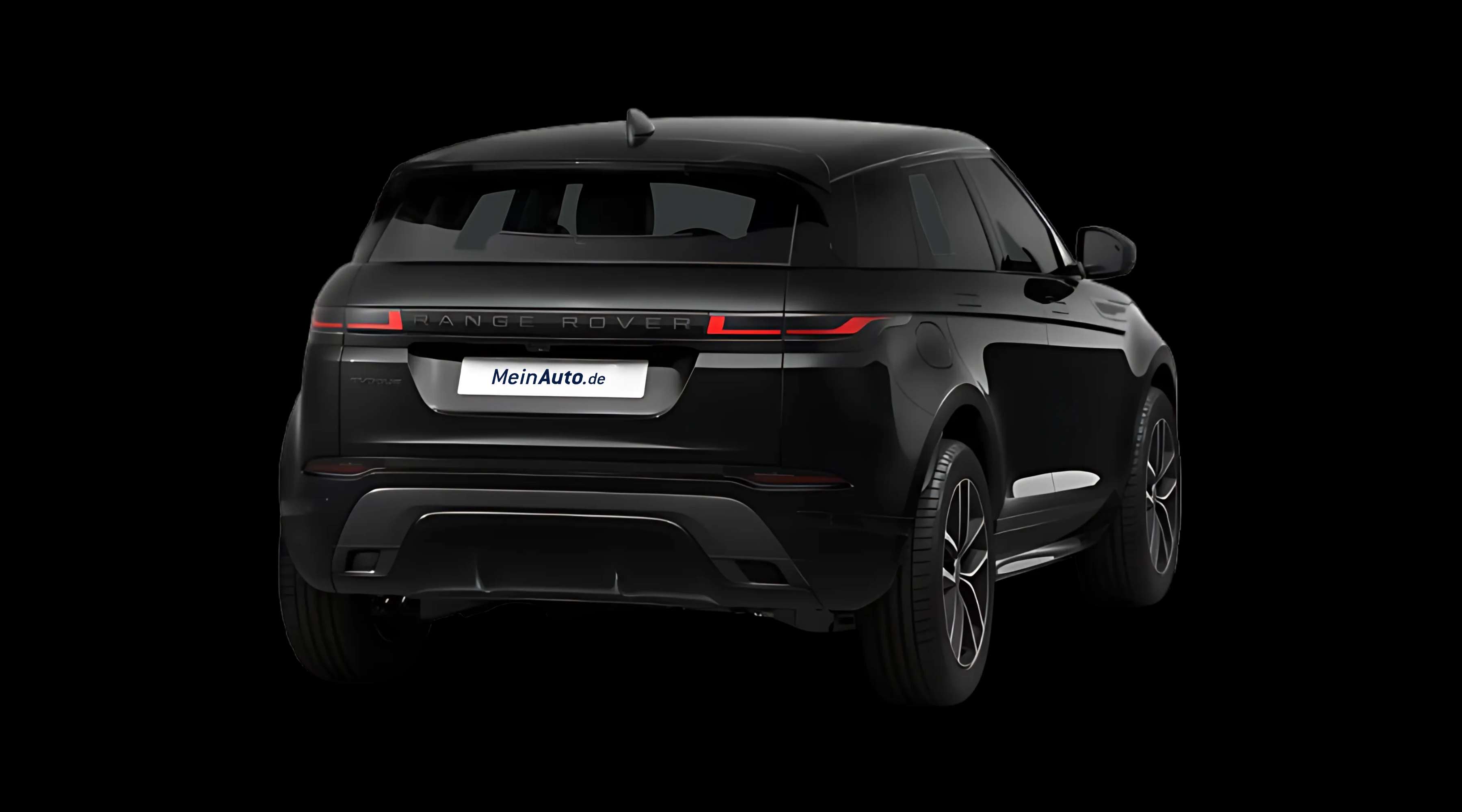 Schräge Heckansicht eines Land Rover Range Rover Evoque, freigestellt