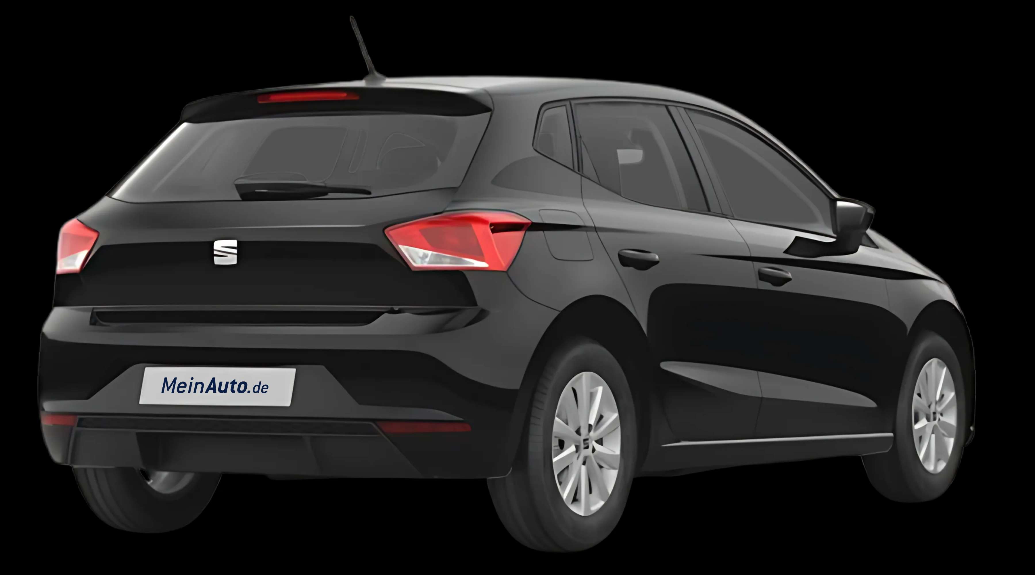 Schräge Heckansicht auf einen SEAT Ibiza, freigestellt