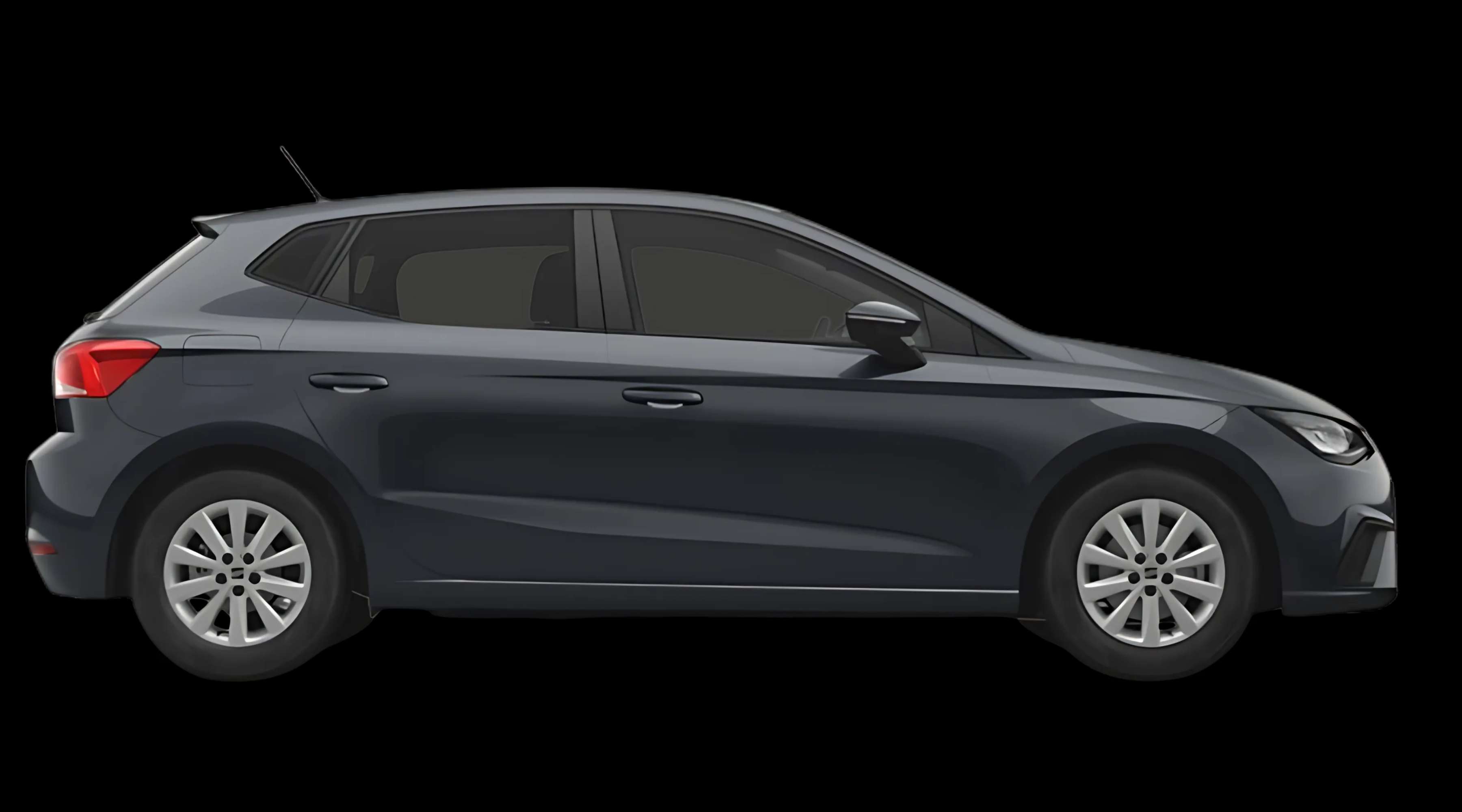 Schräge Heckansicht auf einen SEAT Ibiza, freigestellt