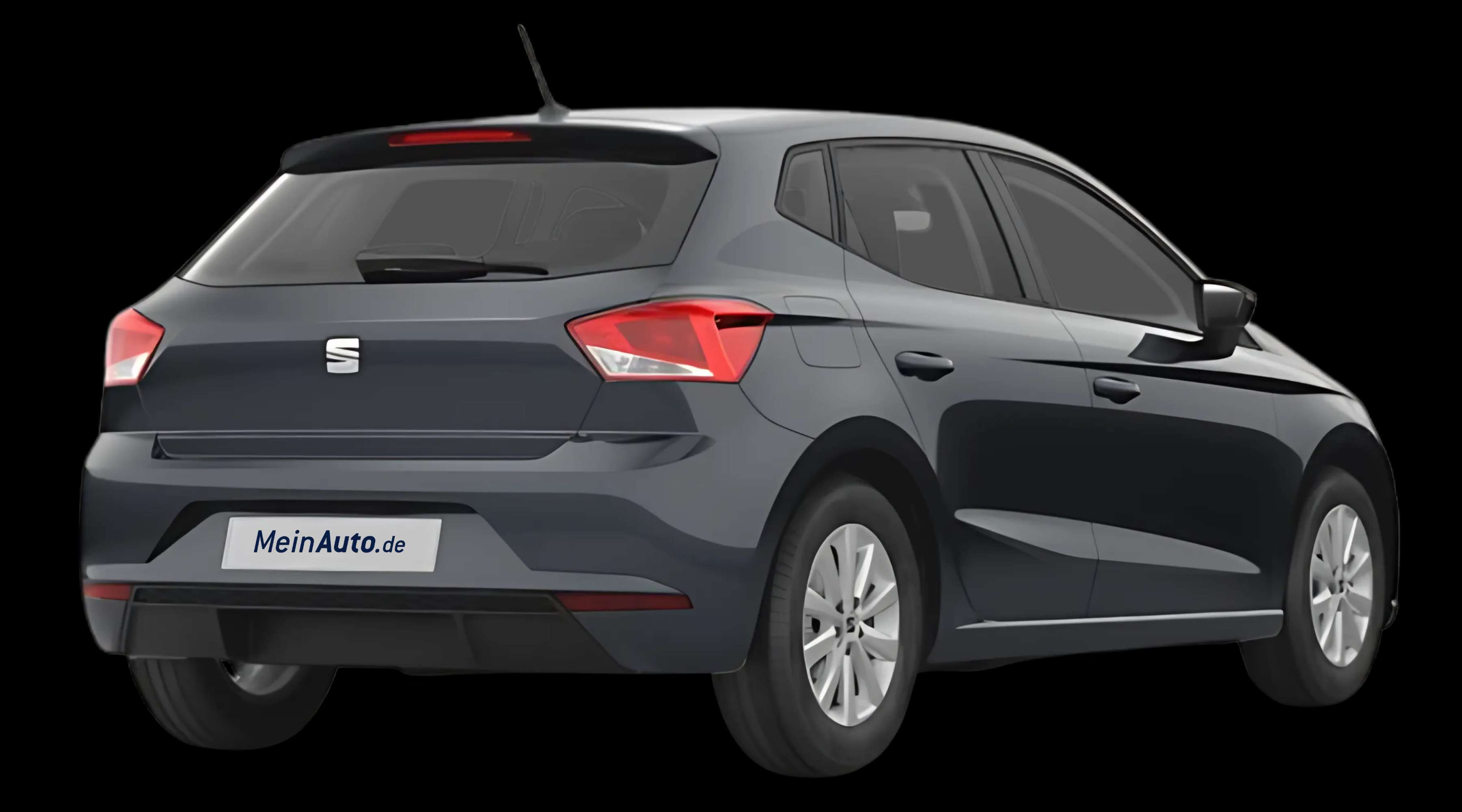 Schräge Heckansicht auf einen SEAT Ibiza, freigestellt
