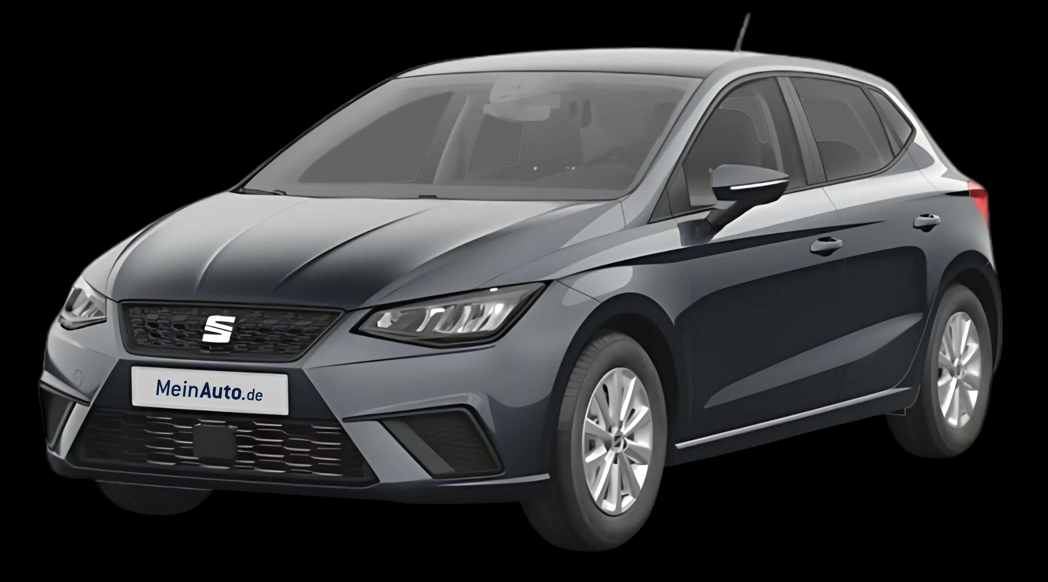 Schräge Frontansicht auf einen SEAT Ibiza, freigestellt