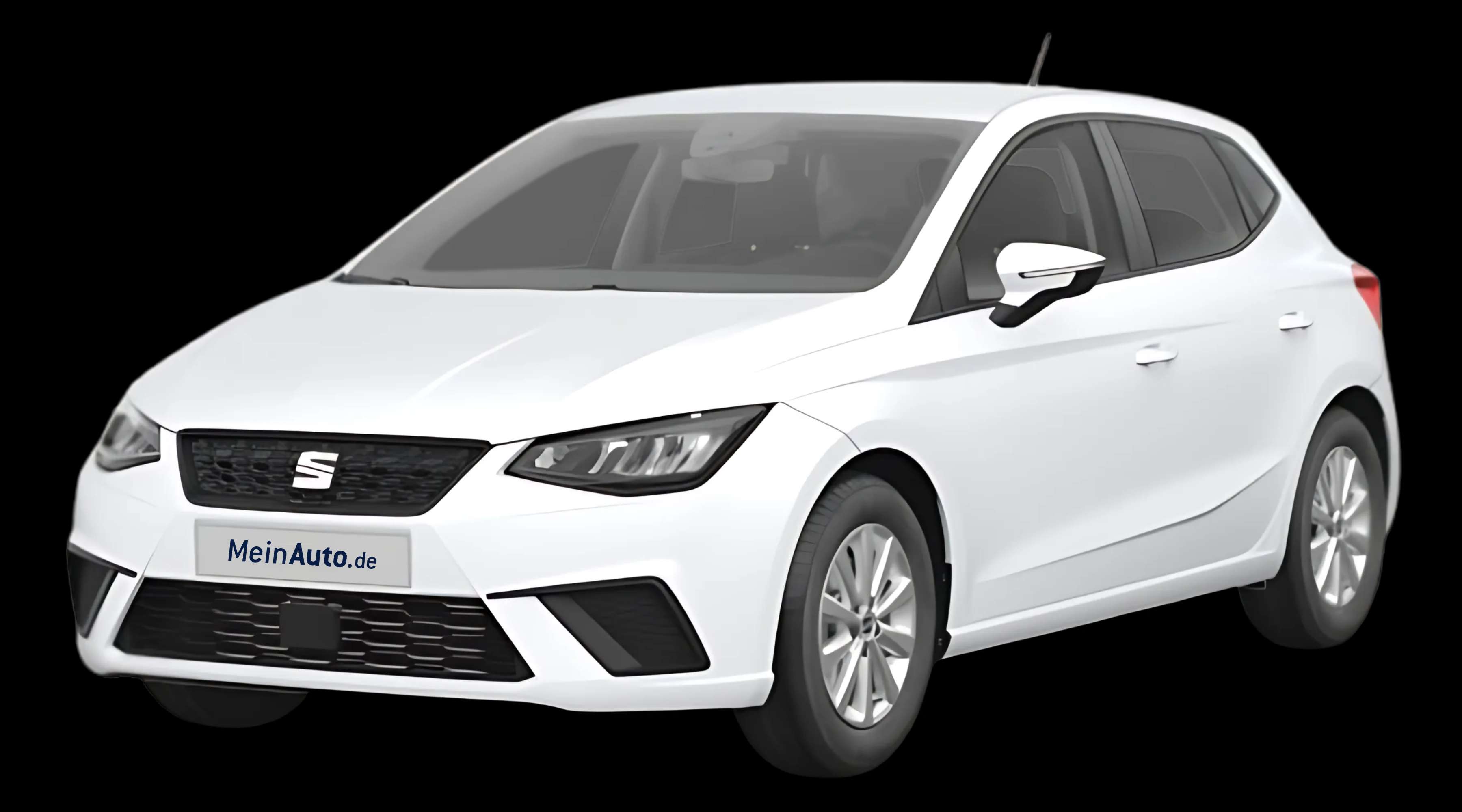 Schräge Frontansicht auf einen SEAT Ibiza, freigestellt