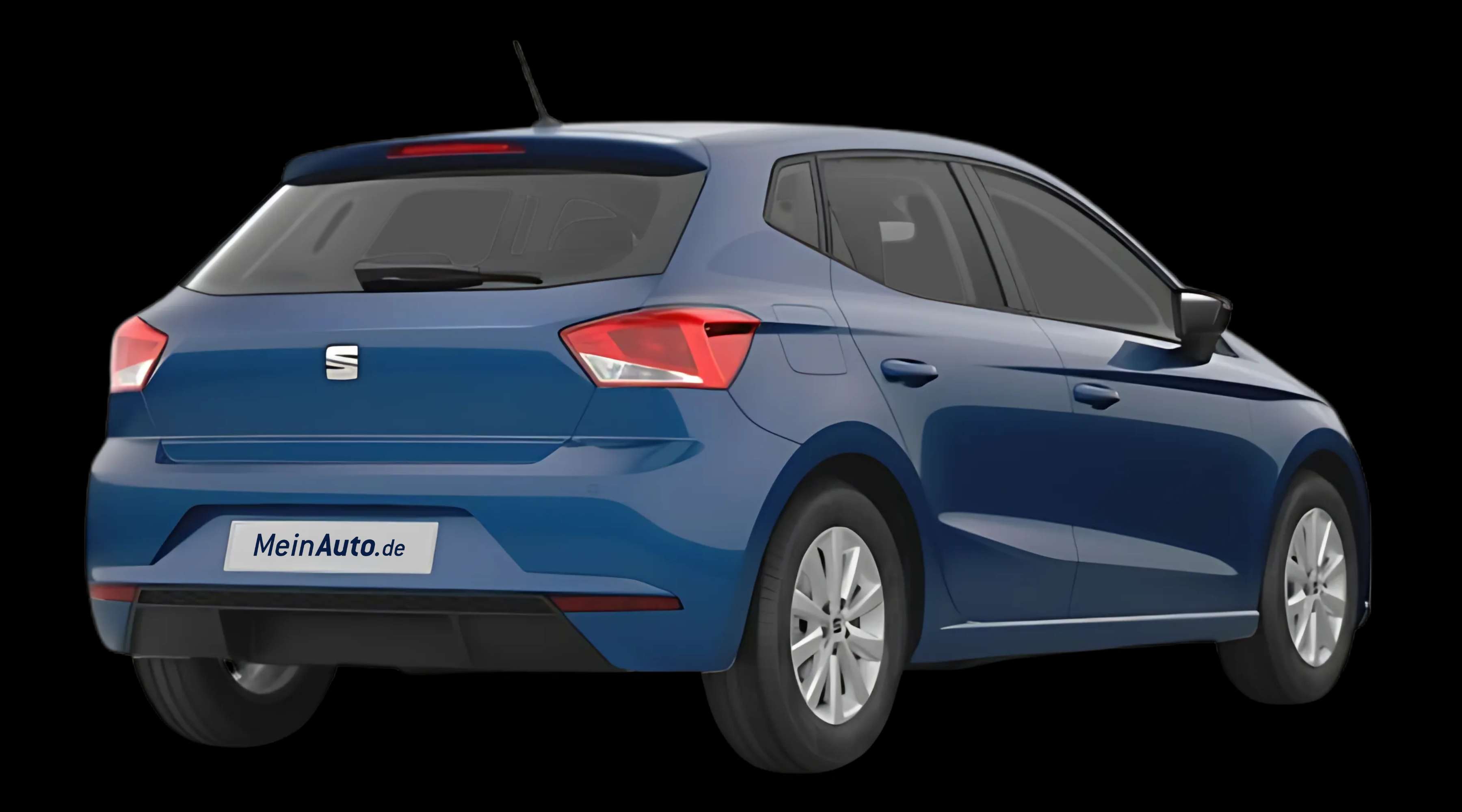 Schräge Heckansicht auf einen SEAT Ibiza, freigestellt