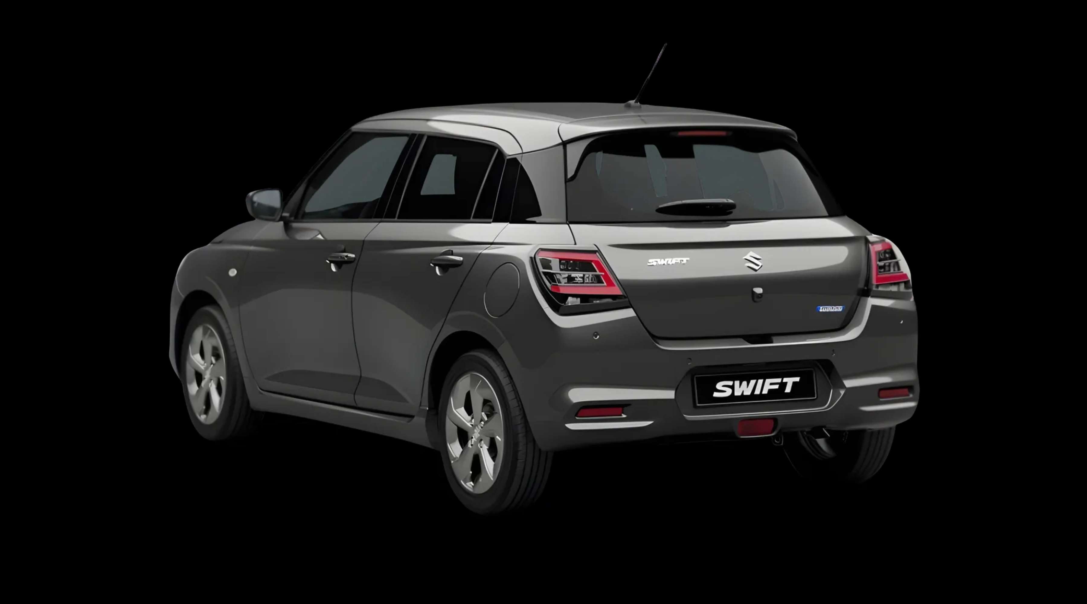Schräge Heckansicht auf einen Suzuki Swift, freigestellt