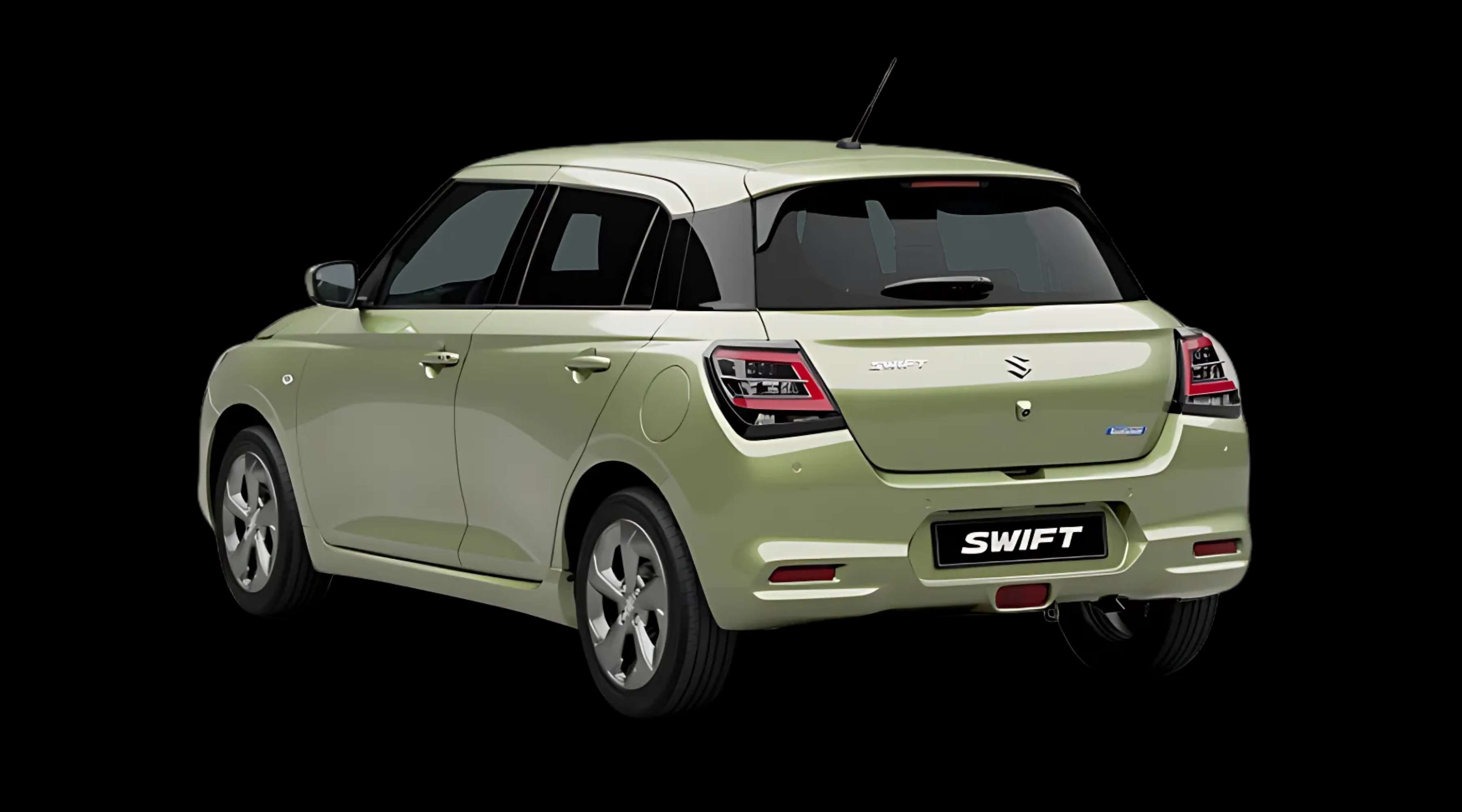 Schräge Heckansicht auf einen Suzuki Swift, freigestellt