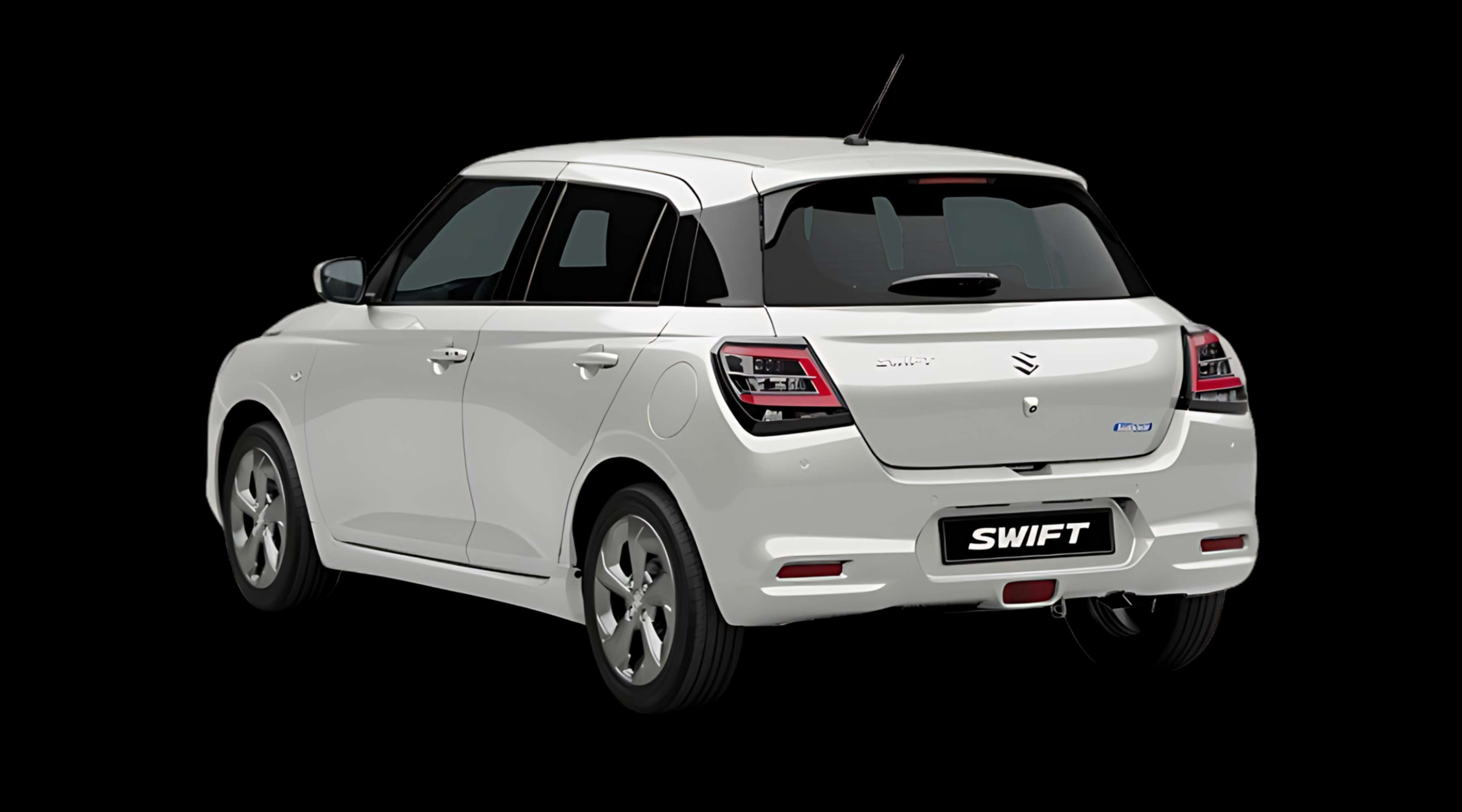 Schräge Heckansicht auf einen Suzuki Swift, freigestellt
