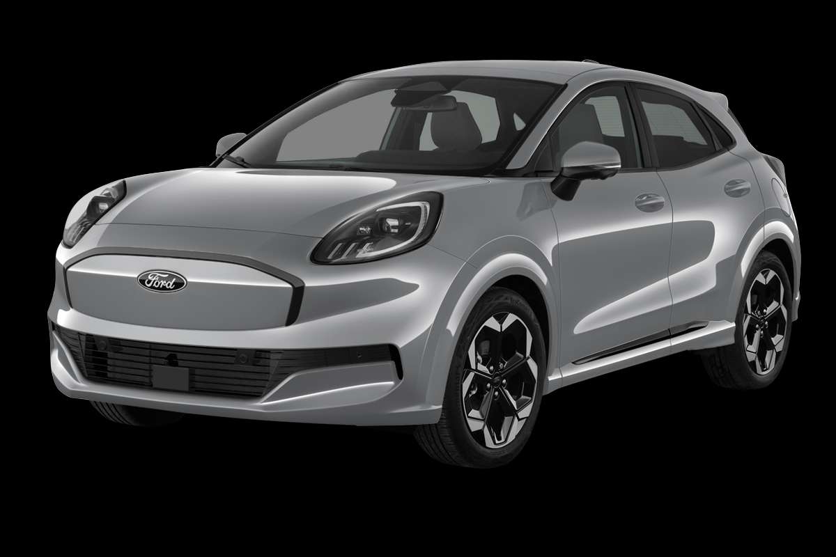 Schräge Frontansicht auf einen Ford Puma Gen-E, freigestellt