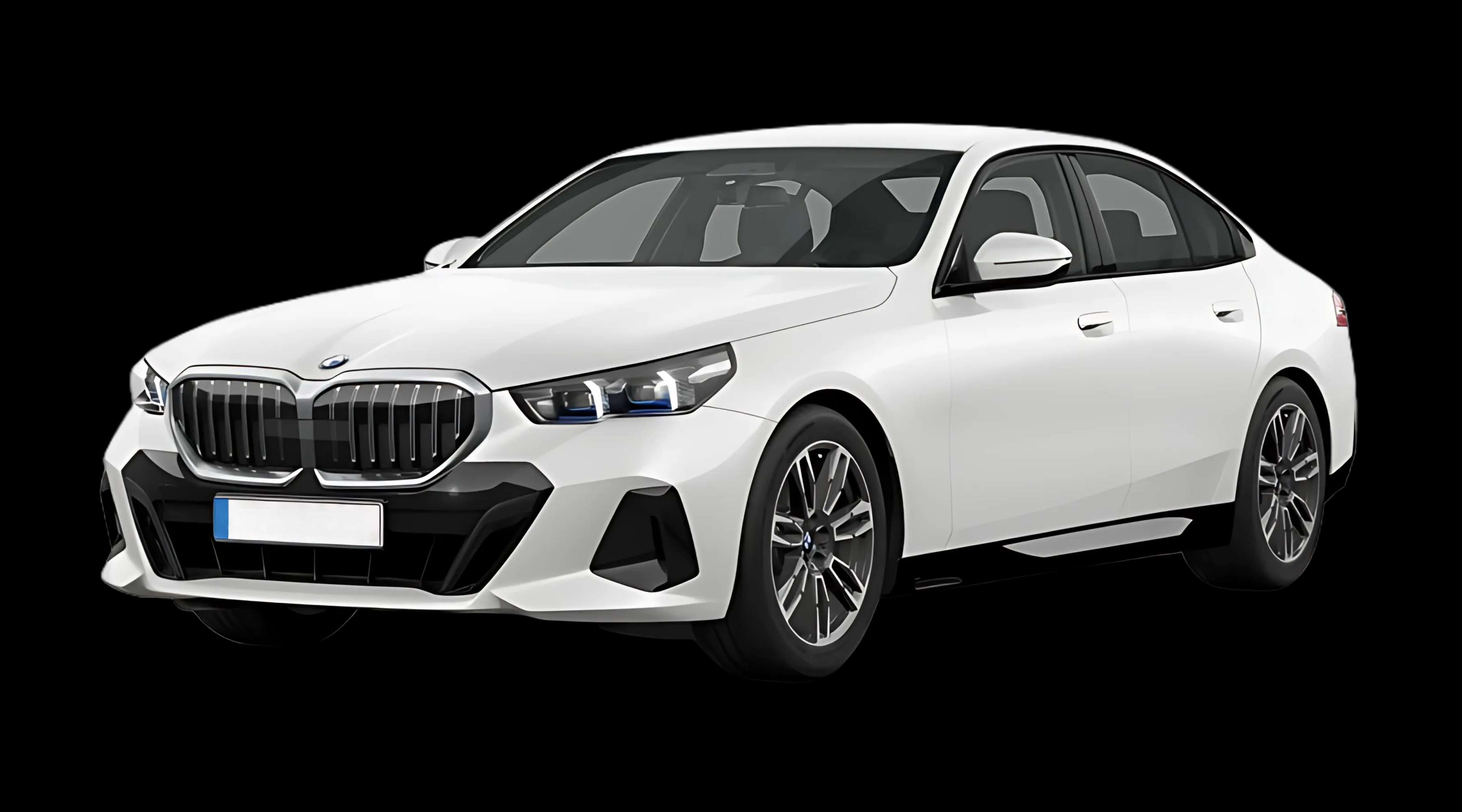 Schräge Frontansicht auf einen BMW 5er-Reihe, freigestellt